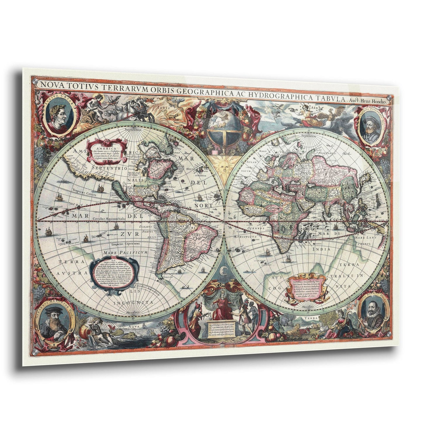 Epic Art 'Nova Totius Terrarum Orbis Tabula' by Hines, Acrylic Glass Wall Art,36x24