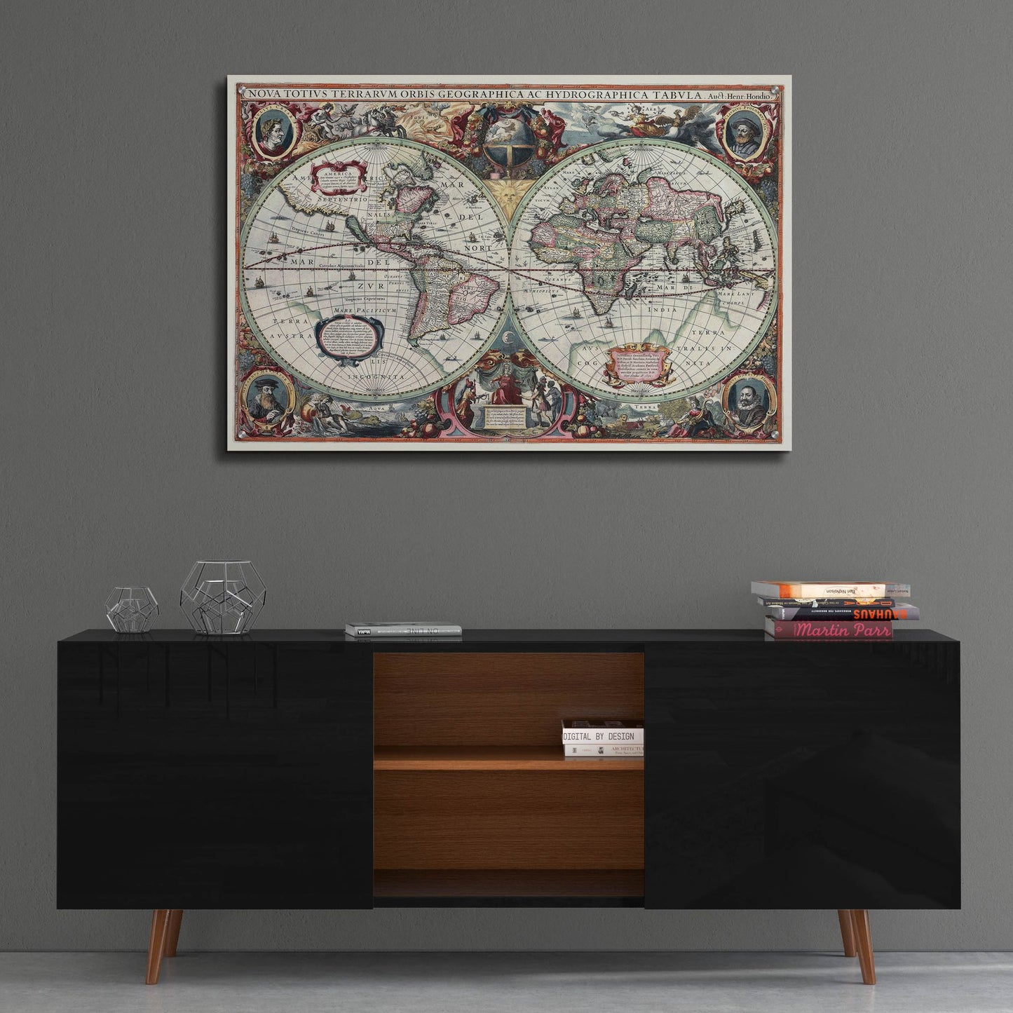 Epic Art 'Nova Totius Terrarum Orbis Tabula' by Hines, Acrylic Glass Wall Art,36x24