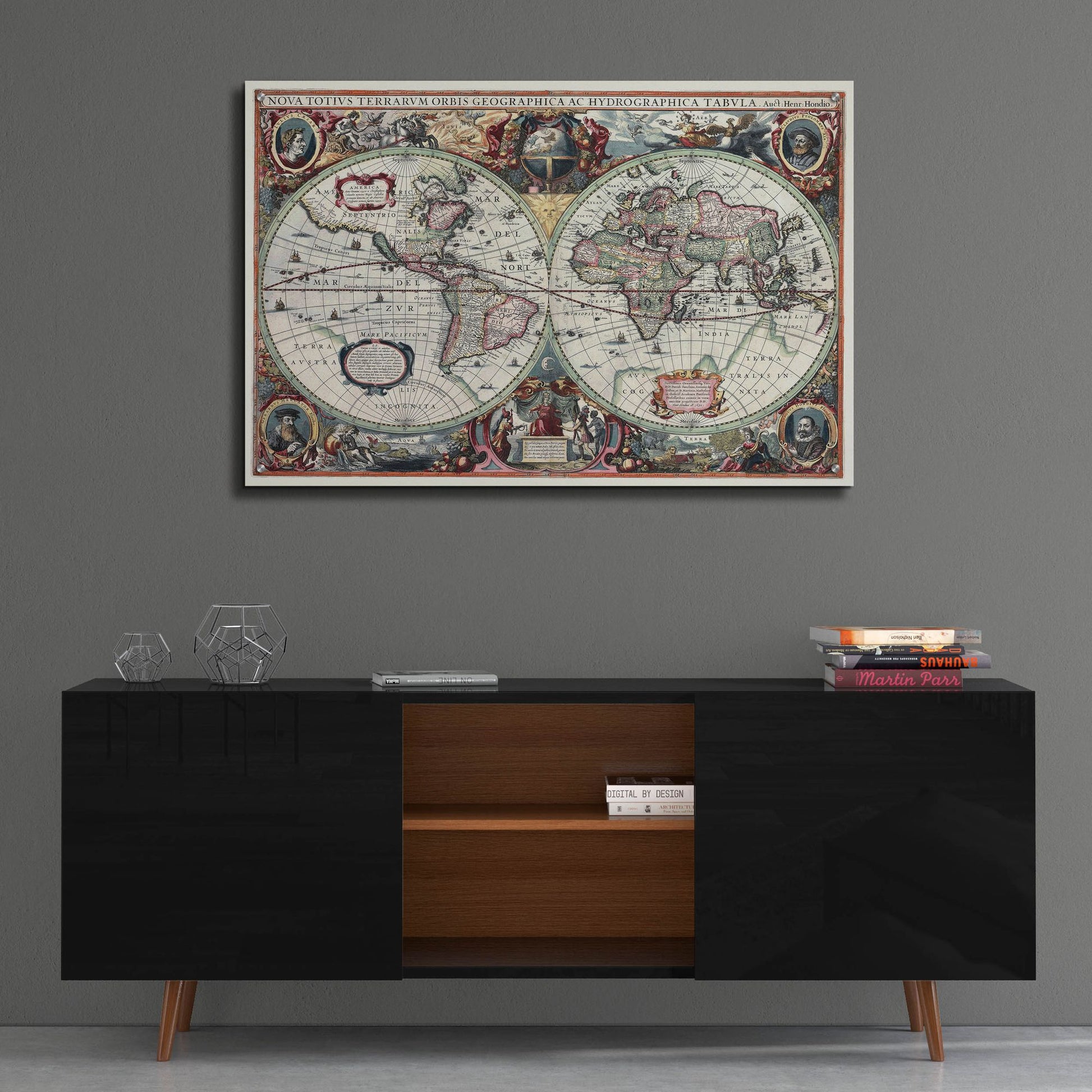 Epic Art 'Nova Totius Terrarum Orbis Tabula' by Hines, Acrylic Glass Wall Art,36x24