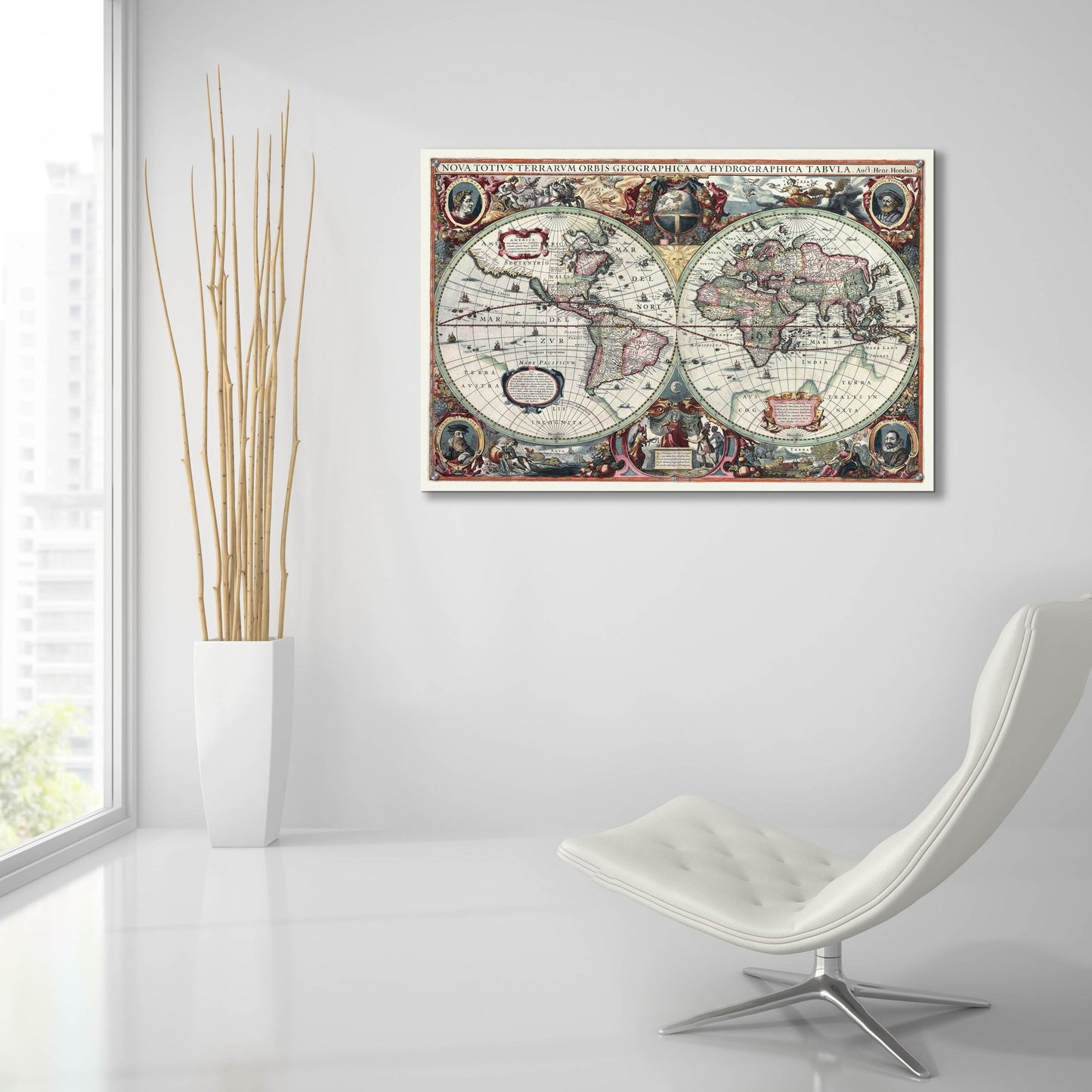 Epic Art 'Nova Totius Terrarum Orbis Tabula' by Hines, Acrylic Glass Wall Art,36x24