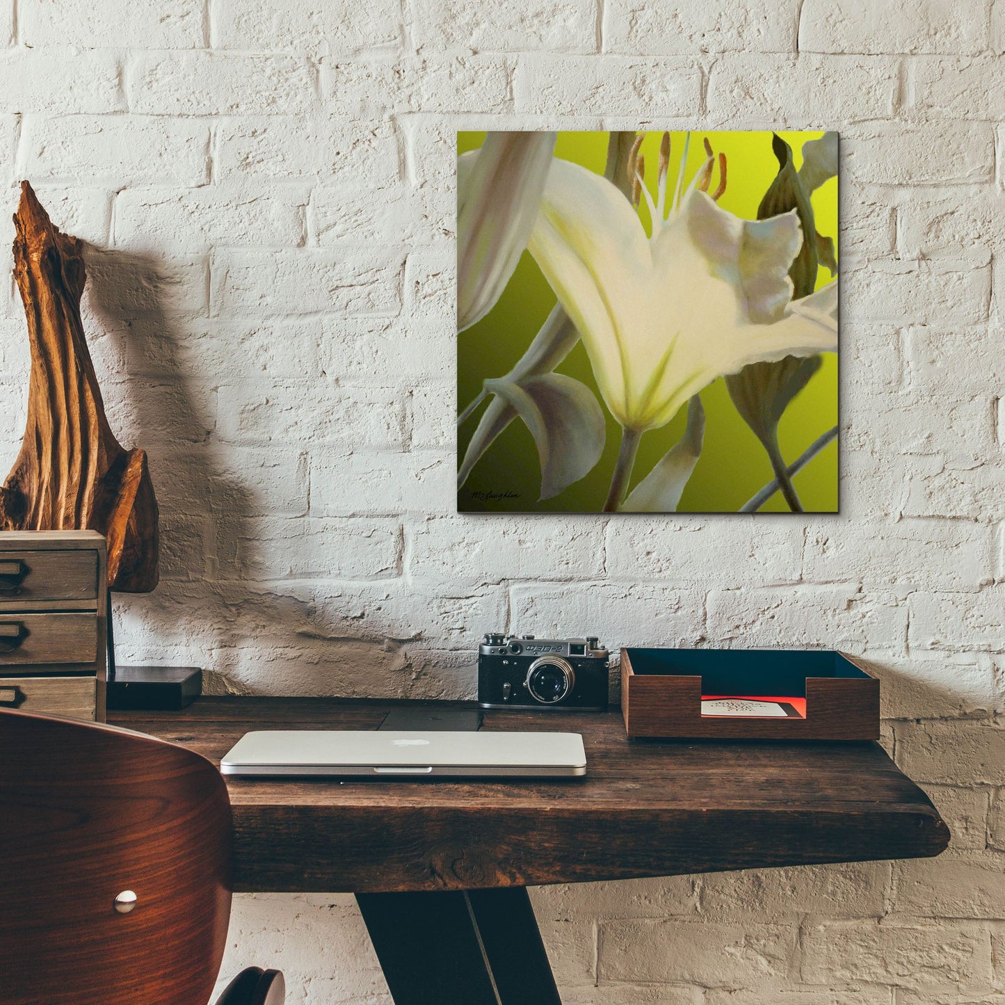 Epic Art 'Lily Green' by Jan Mclaughlin, Acrylic Glass Wall Art,12x12