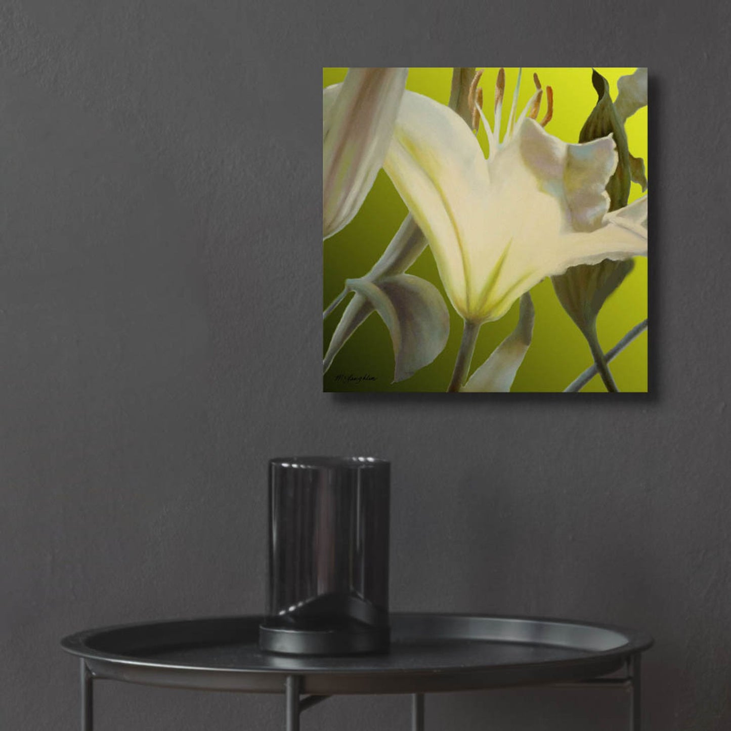 Epic Art 'Lily Green' by Jan Mclaughlin, Acrylic Glass Wall Art,12x12