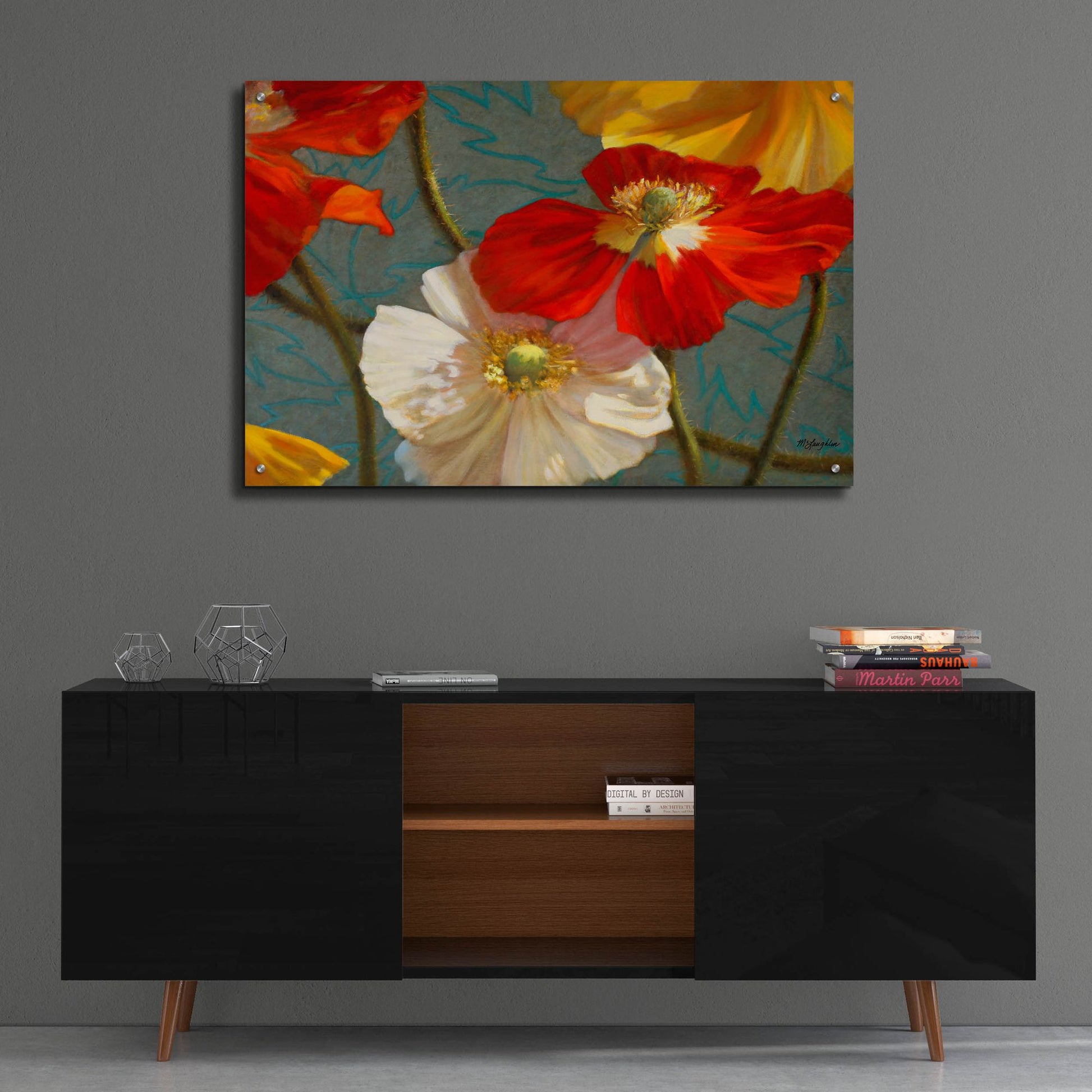 Epic Art 'Poppycock' by Jan Mclaughlin, Acrylic Glass Wall Art,36x24