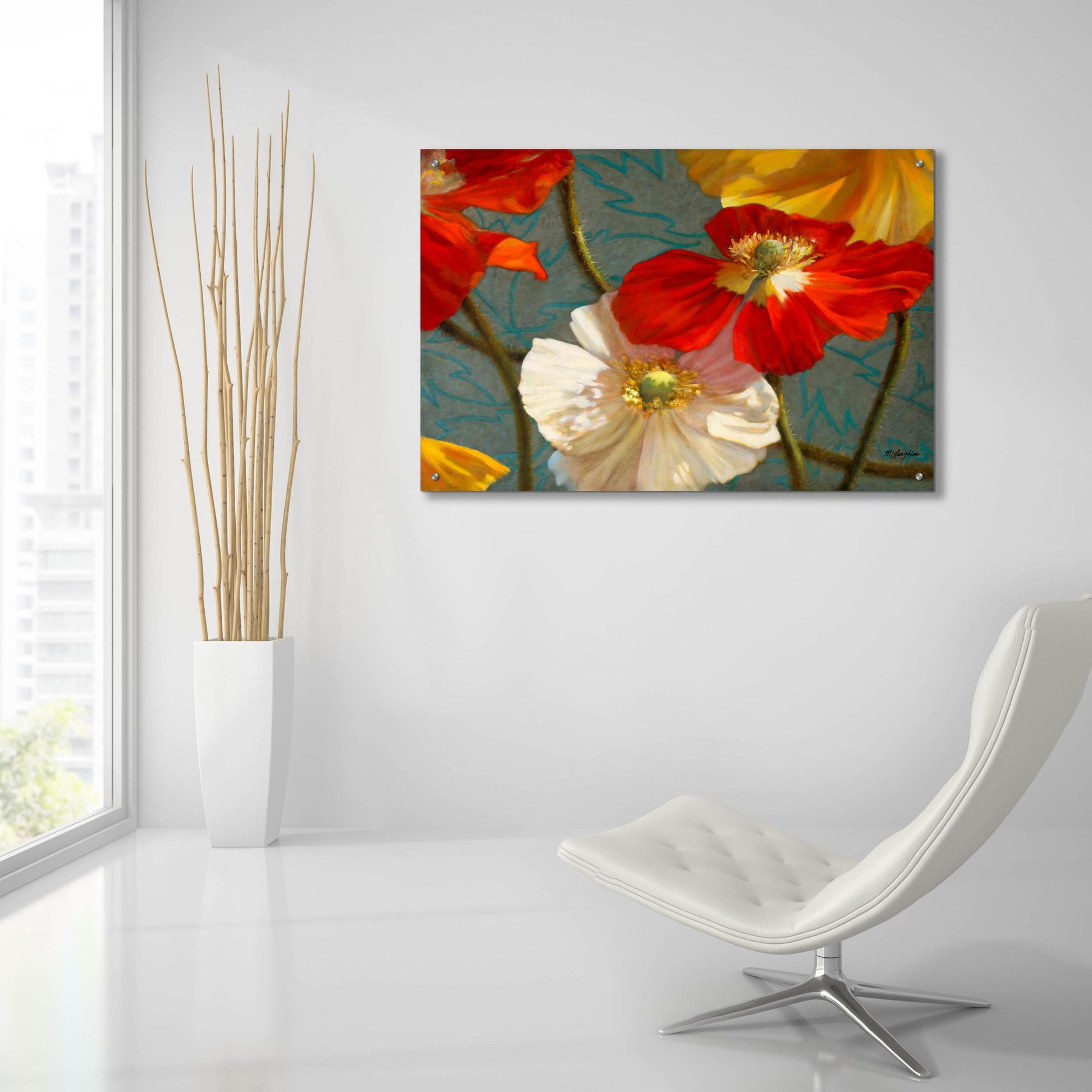 Epic Art 'Poppycock' by Jan Mclaughlin, Acrylic Glass Wall Art,36x24