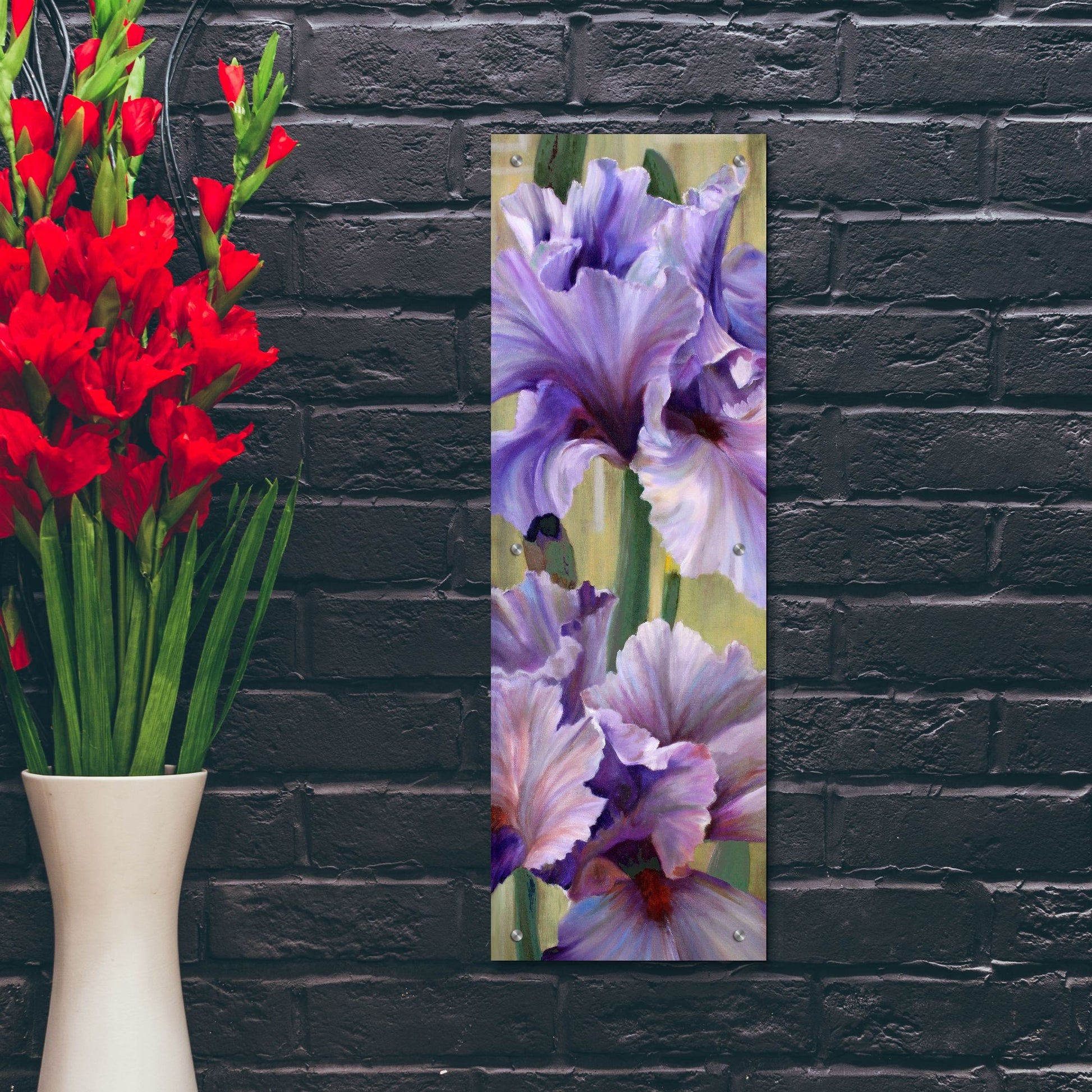 Epic Art 'Iris I' by Jan Mclaughlin, Acrylic Glass Wall Art,12x36