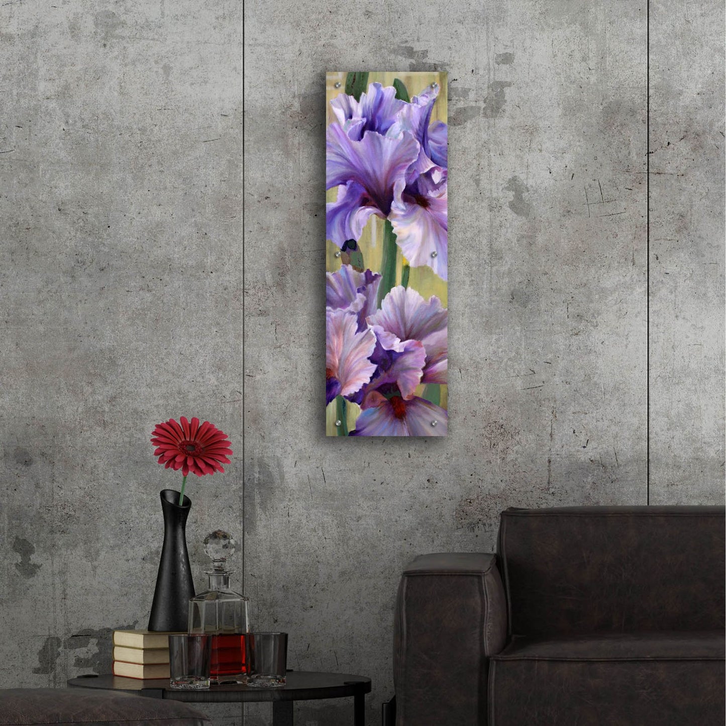 Epic Art 'Iris I' by Jan Mclaughlin, Acrylic Glass Wall Art,12x36