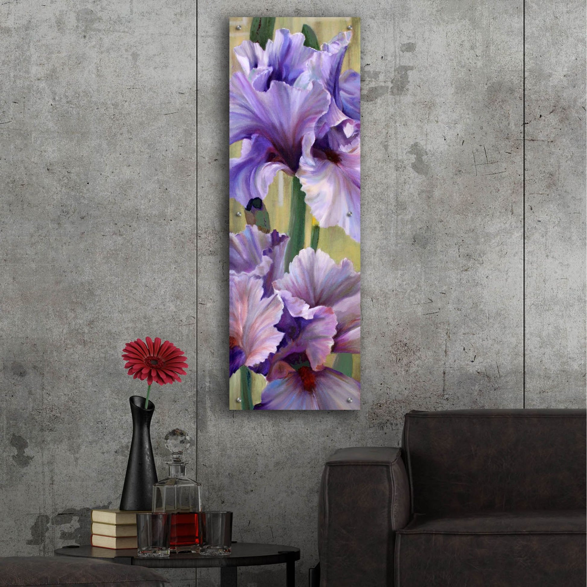 Epic Art 'Iris I' by Jan Mclaughlin, Acrylic Glass Wall Art,16x48