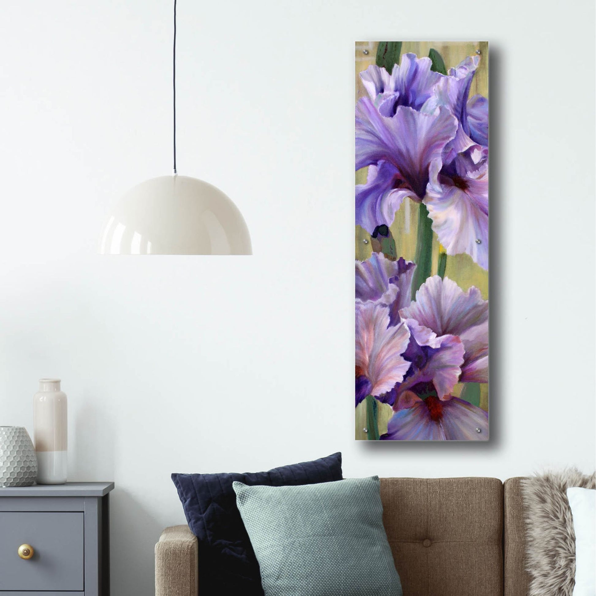 Epic Art 'Iris I' by Jan Mclaughlin, Acrylic Glass Wall Art,16x48