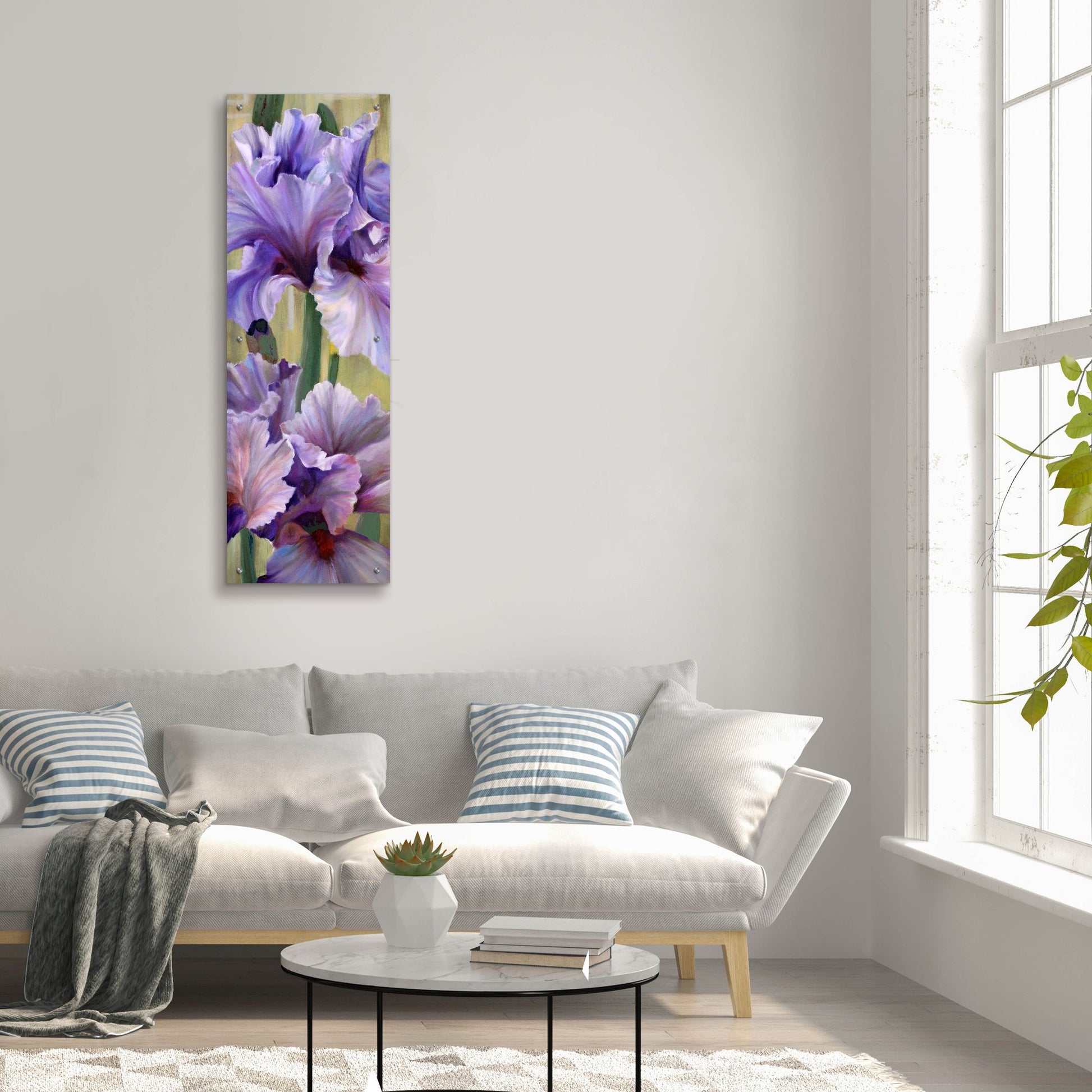 Epic Art 'Iris I' by Jan Mclaughlin, Acrylic Glass Wall Art,16x48