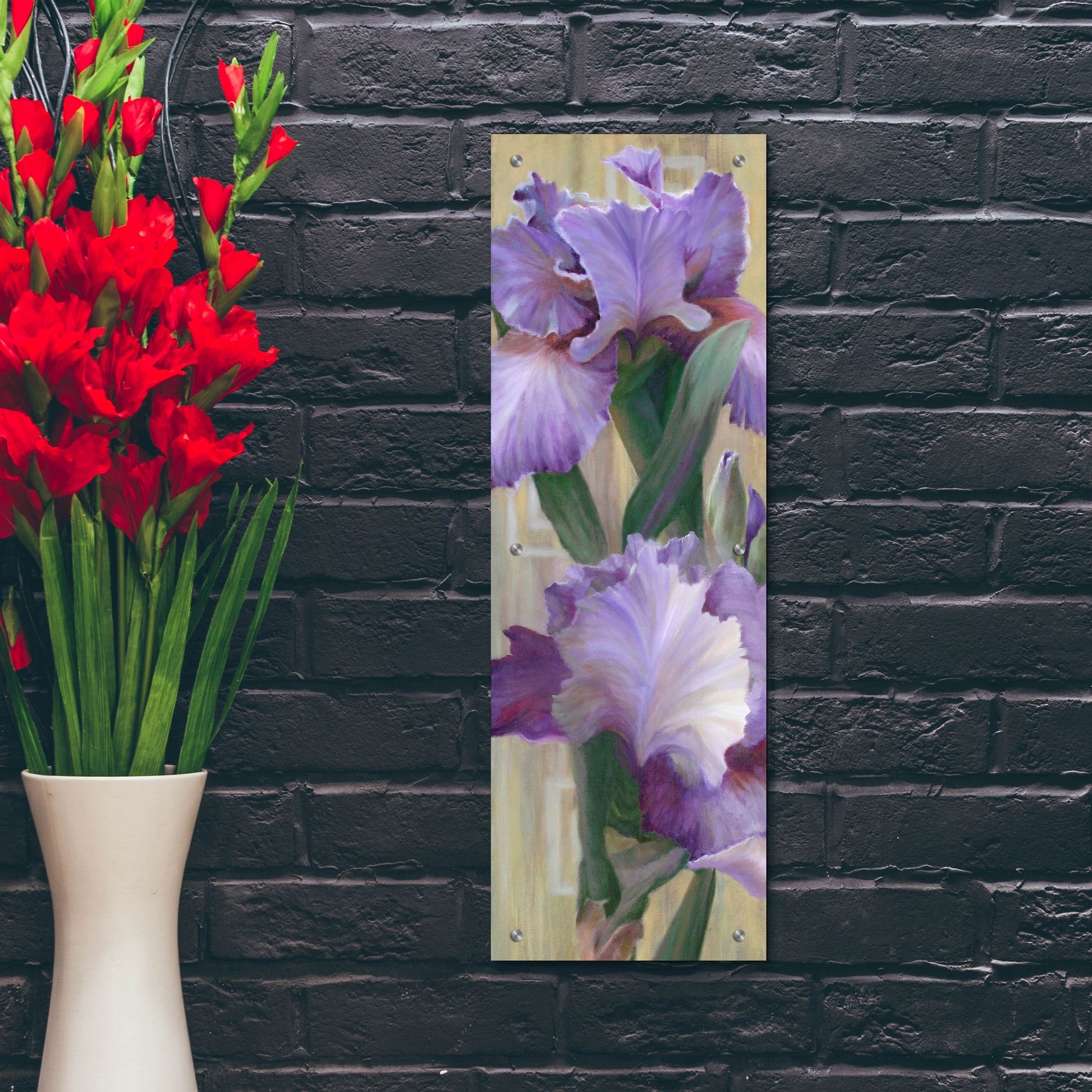 Epic Art 'Iris Ii' by Jan Mclaughlin, Acrylic Glass Wall Art,12x36