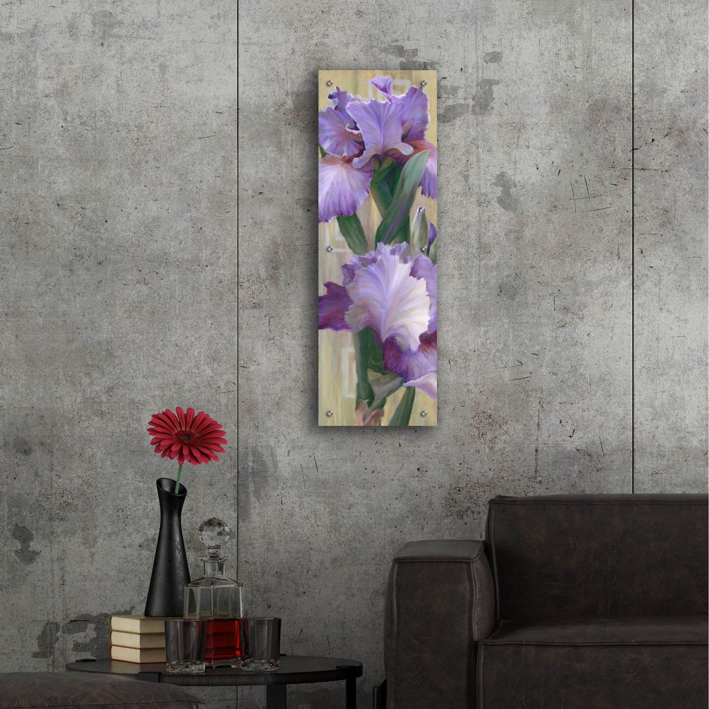 Epic Art 'Iris Ii' by Jan Mclaughlin, Acrylic Glass Wall Art,12x36