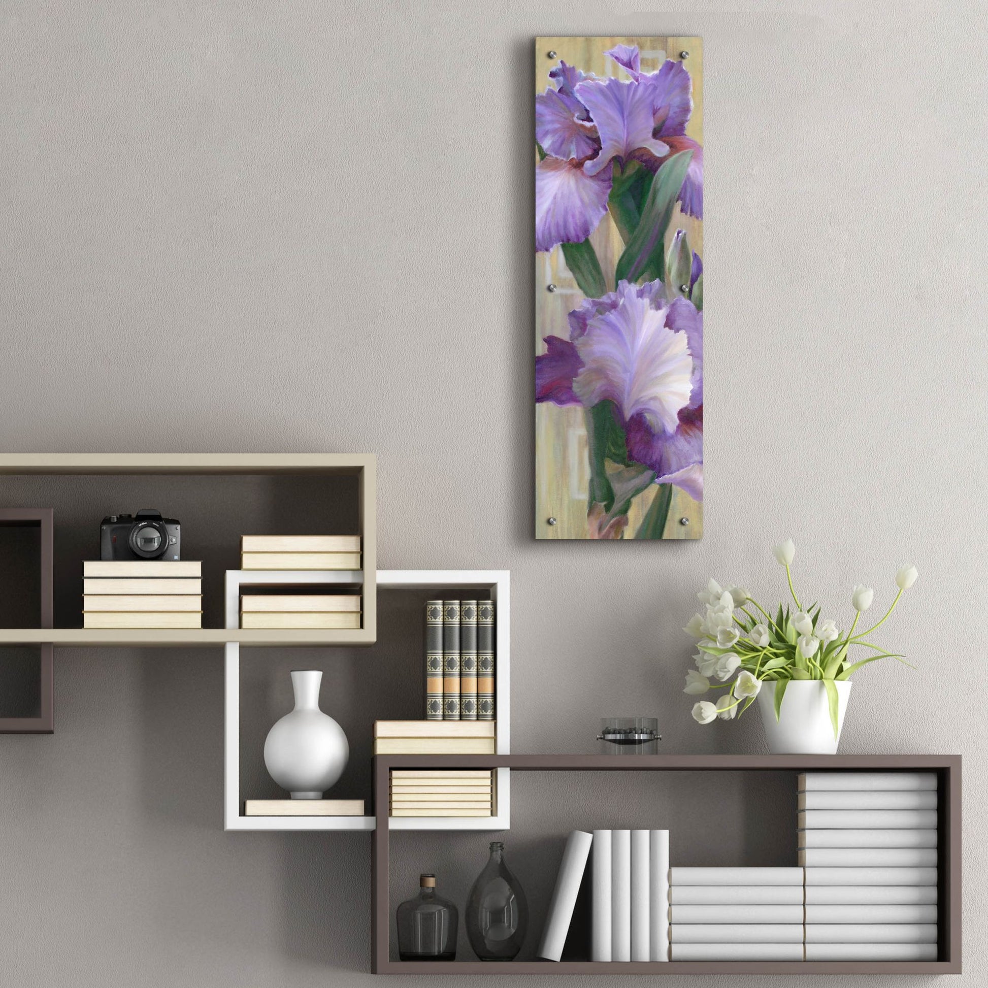 Epic Art 'Iris Ii' by Jan Mclaughlin, Acrylic Glass Wall Art,12x36