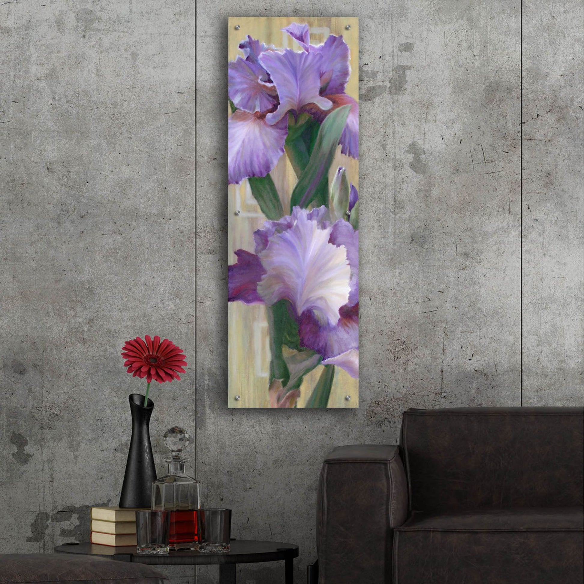 Epic Art 'Iris Ii' by Jan Mclaughlin, Acrylic Glass Wall Art,16x48