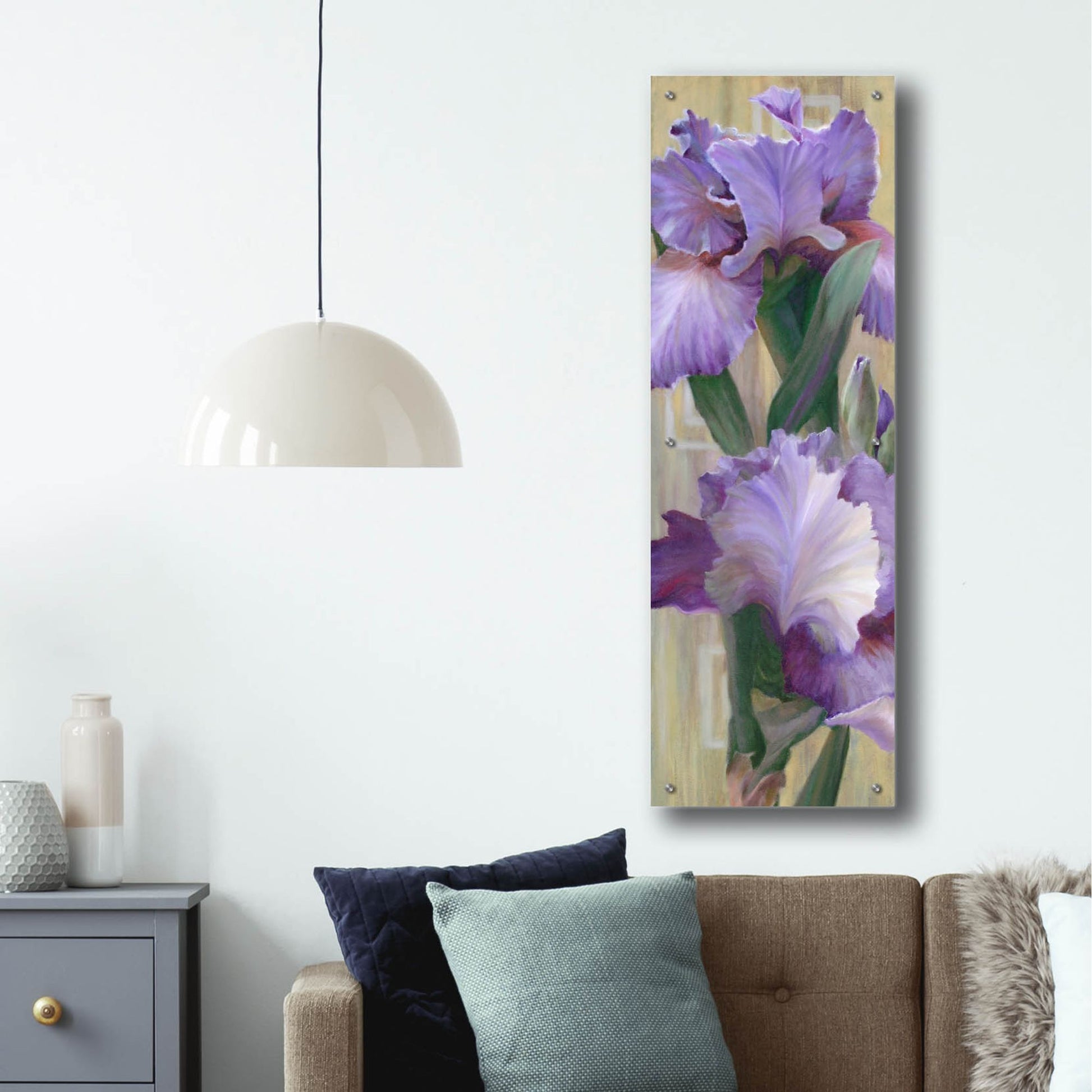 Epic Art 'Iris Ii' by Jan Mclaughlin, Acrylic Glass Wall Art,16x48