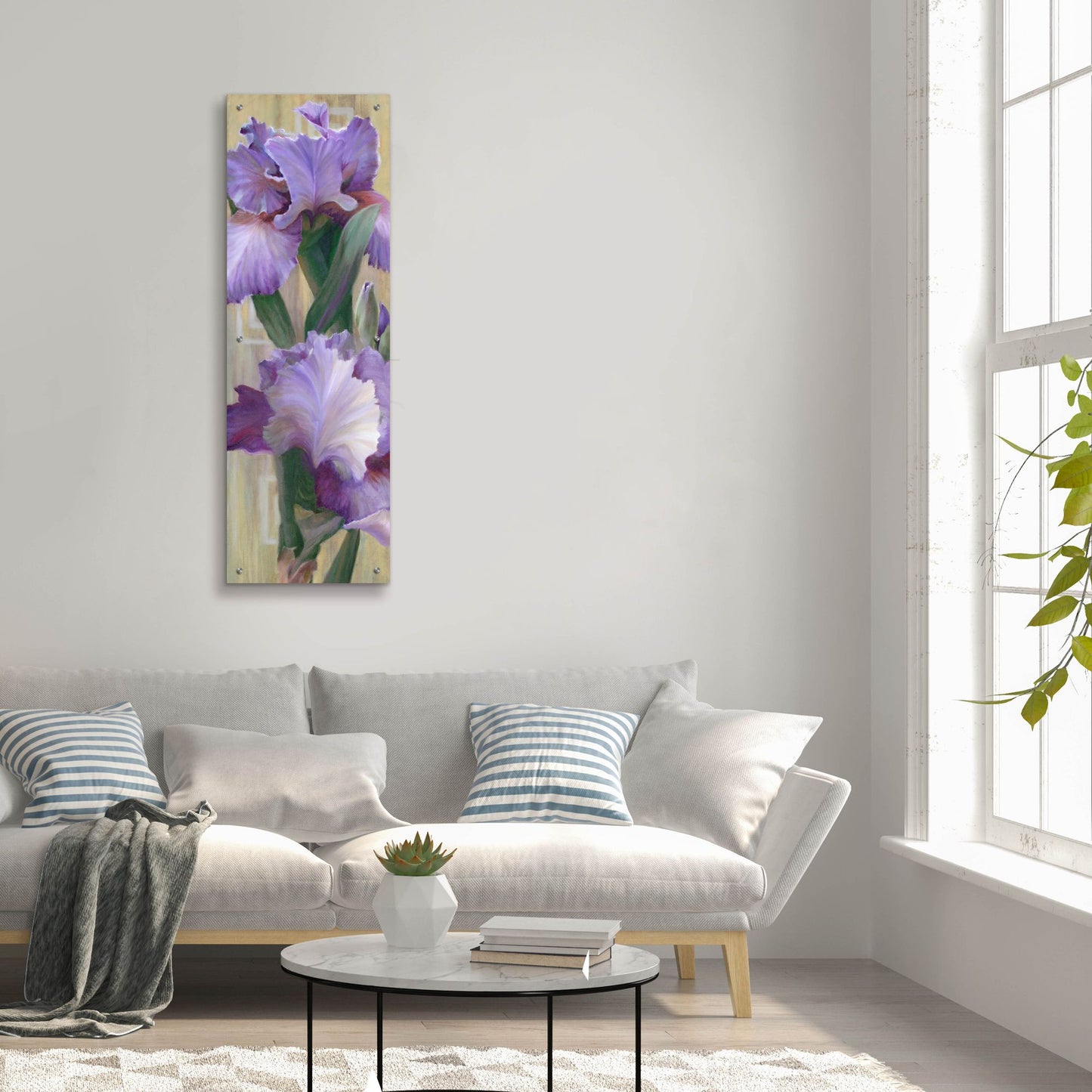 Epic Art 'Iris Ii' by Jan Mclaughlin, Acrylic Glass Wall Art,16x48