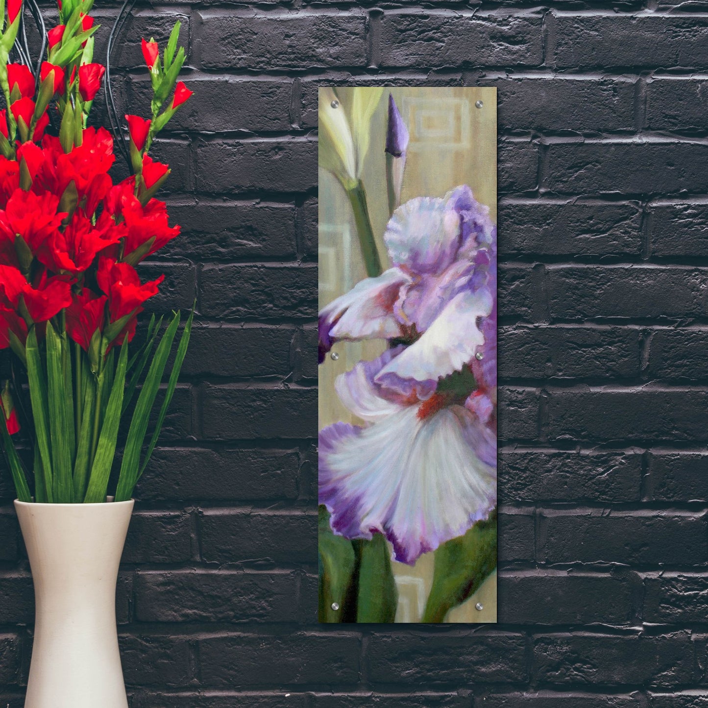 Epic Art 'Iris Iii' by Jan Mclaughlin, Acrylic Glass Wall Art,12x36