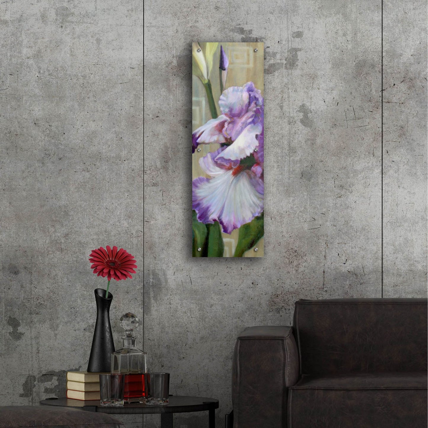 Epic Art 'Iris Iii' by Jan Mclaughlin, Acrylic Glass Wall Art,12x36