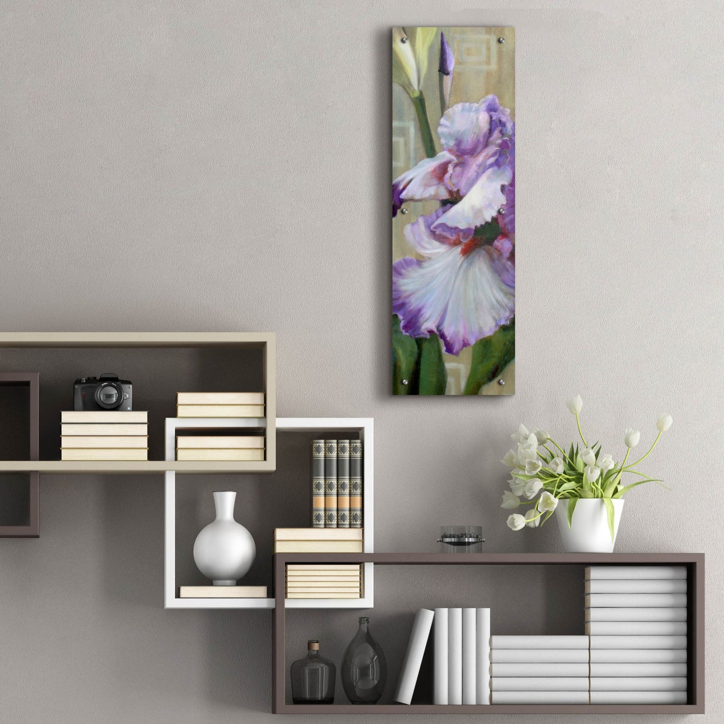 Epic Art 'Iris Iii' by Jan Mclaughlin, Acrylic Glass Wall Art,12x36