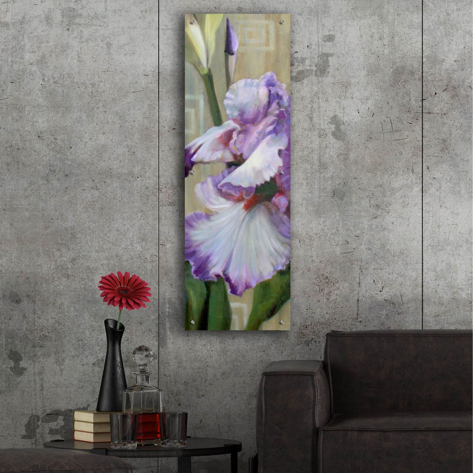 Epic Art 'Iris Iii' by Jan Mclaughlin, Acrylic Glass Wall Art,16x48