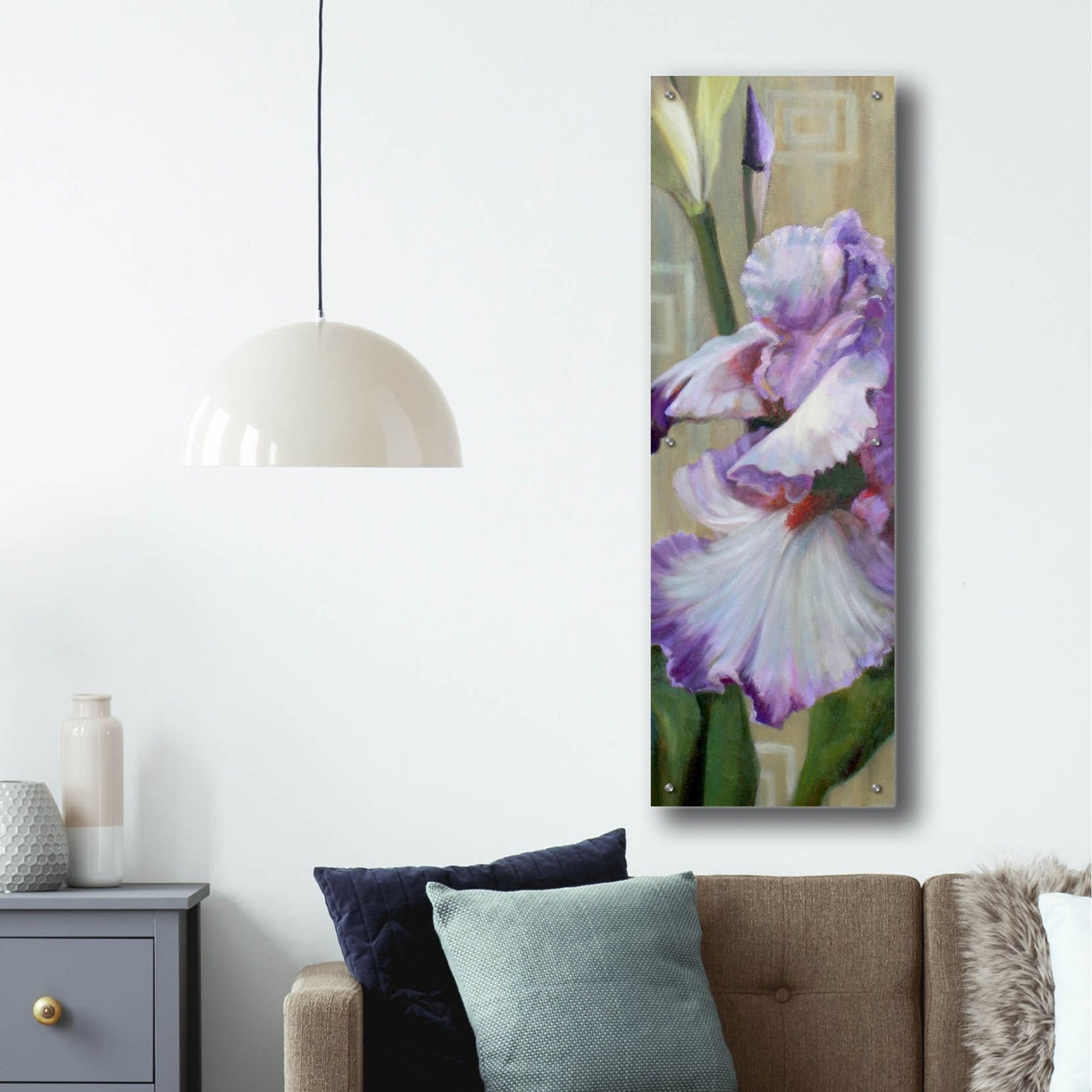 Epic Art 'Iris Iii' by Jan Mclaughlin, Acrylic Glass Wall Art,16x48