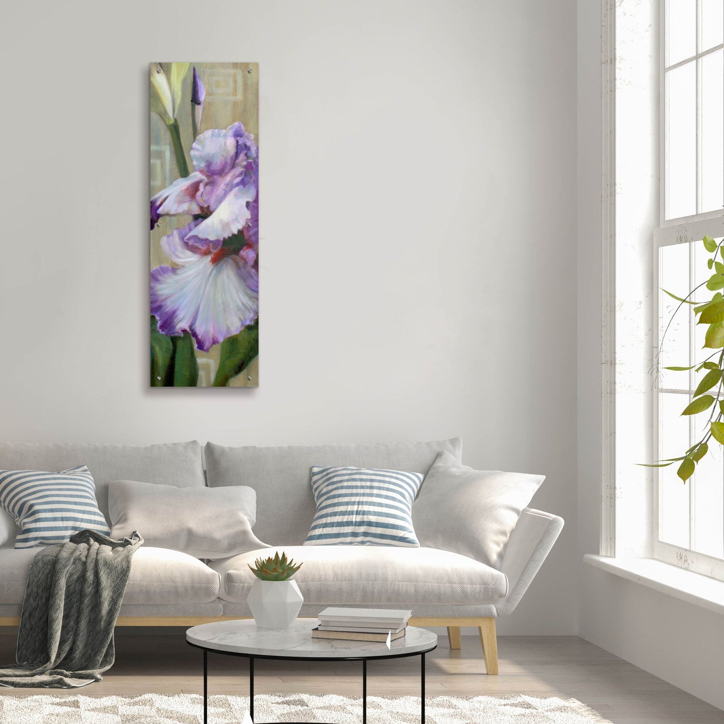 Epic Art 'Iris Iii' by Jan Mclaughlin, Acrylic Glass Wall Art,16x48