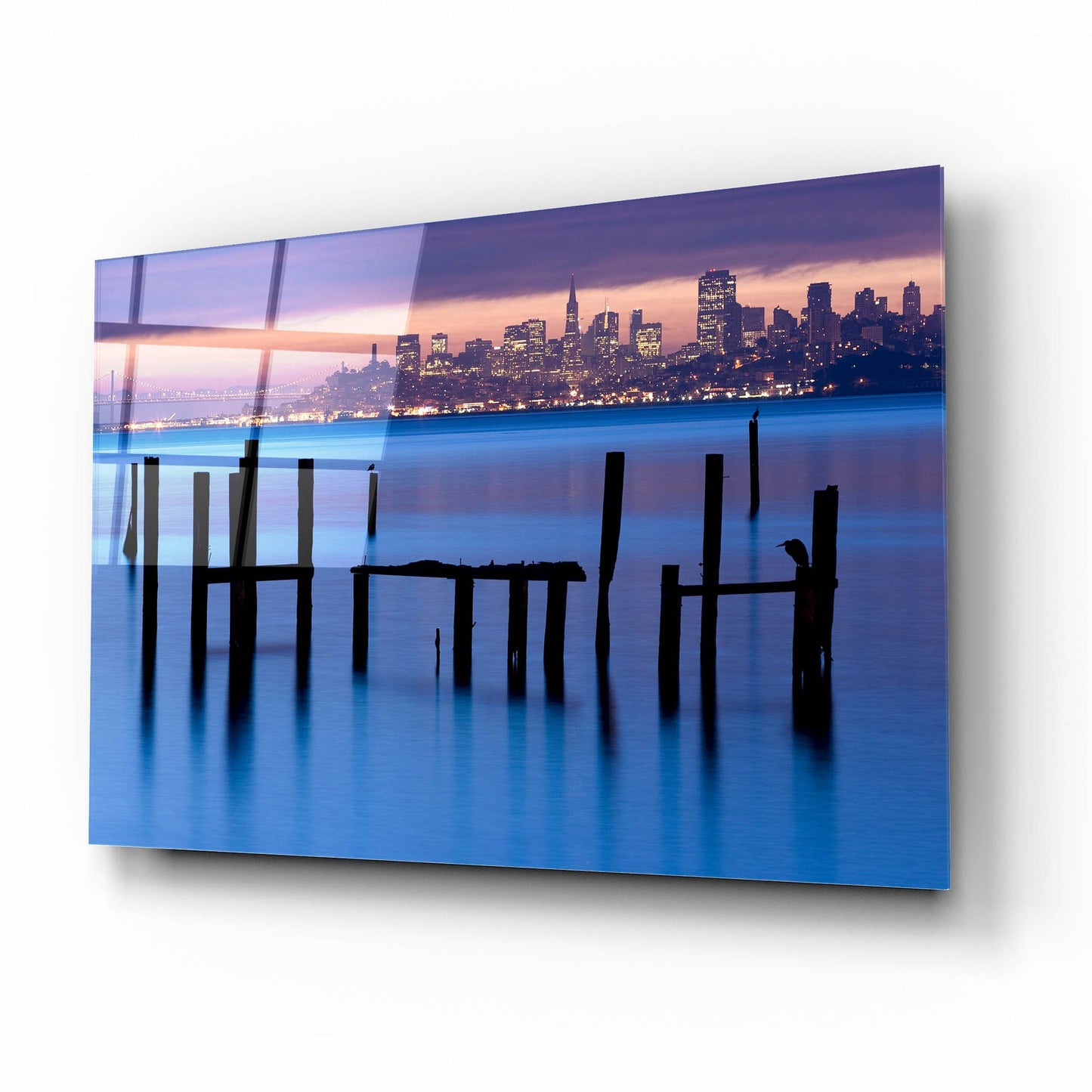 Epic Art 'Bay Pilings Sausalito' by Jeffrey Murray, Acrylic Glass Wall Art,16x12