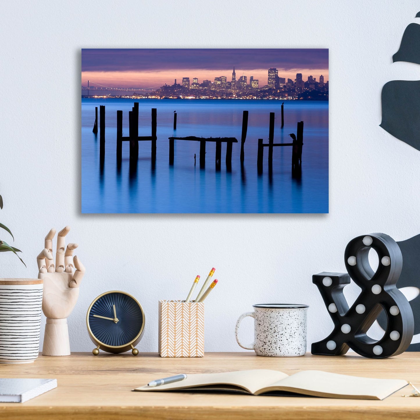 Epic Art 'Bay Pilings Sausalito' by Jeffrey Murray, Acrylic Glass Wall Art,16x12