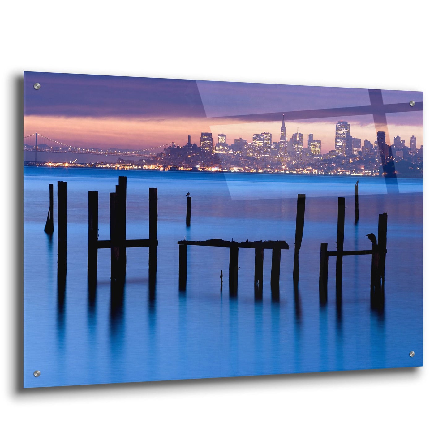 Epic Art 'Bay Pilings Sausalito' by Jeffrey Murray, Acrylic Glass Wall Art,36x24