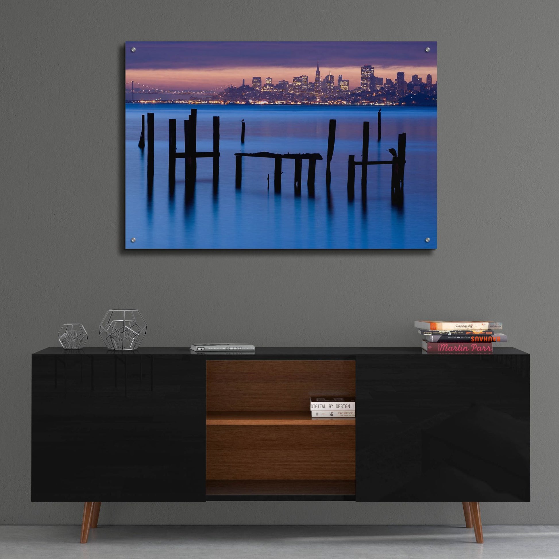 Epic Art 'Bay Pilings Sausalito' by Jeffrey Murray, Acrylic Glass Wall Art,36x24