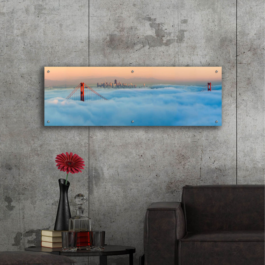 Epic Art 'Foggy City' by Jeffrey Murray, Acrylic Glass Wall Art,48x16