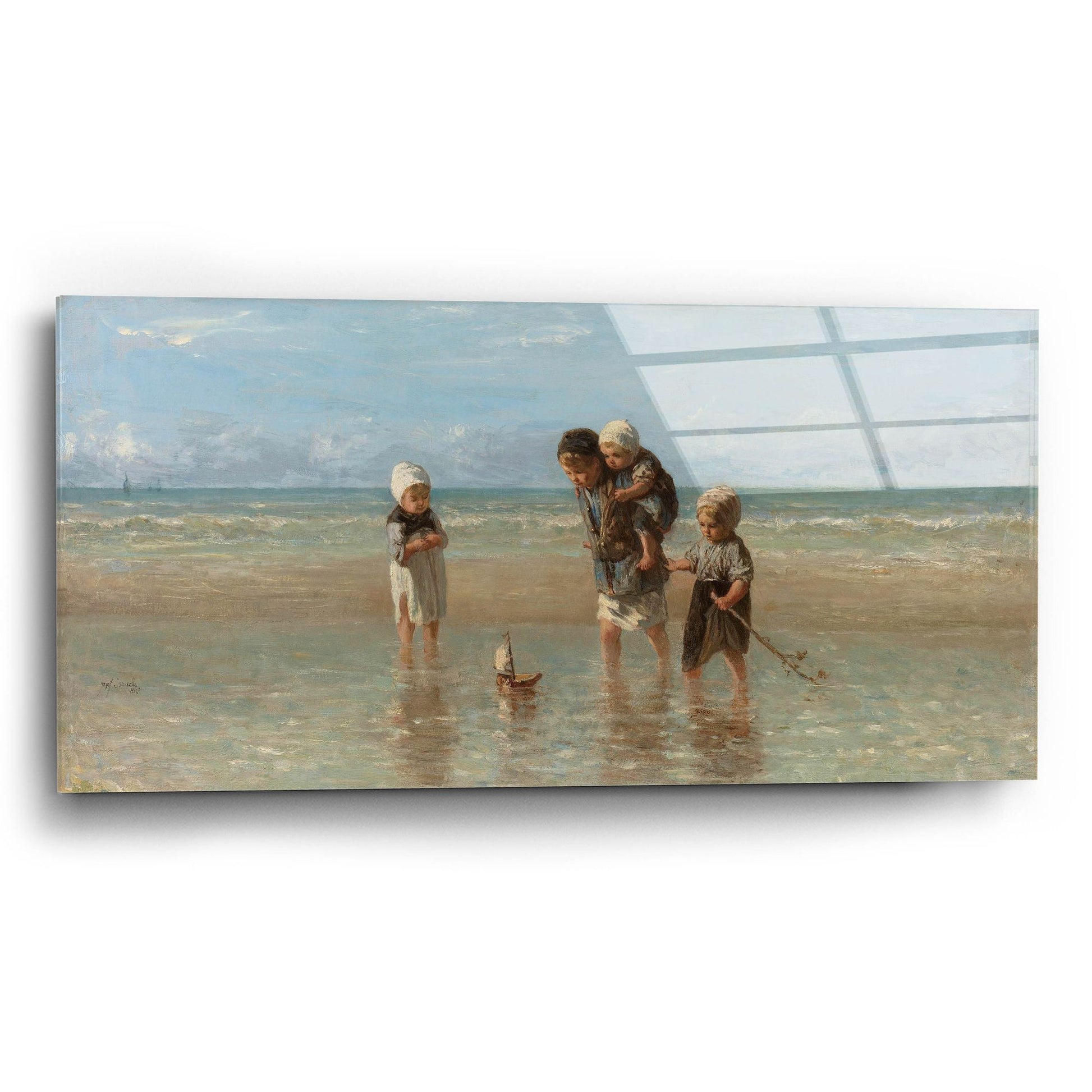 Epic Art 'Children Of The Sea 1872' by Jozef Israels, Acrylic Glass Wall Art,24x12