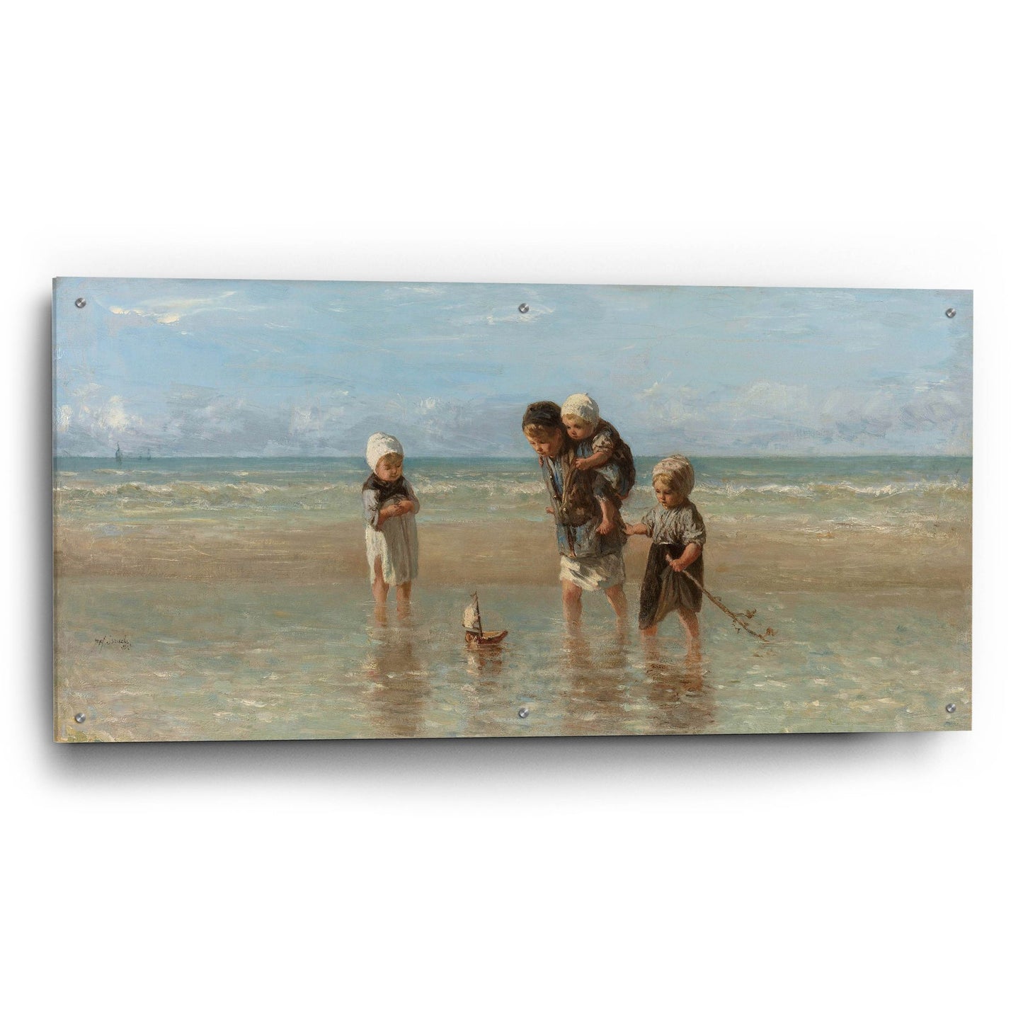 Epic Art 'Children Of The Sea 1872' by Jozef Israels, Acrylic Glass Wall Art,48x24