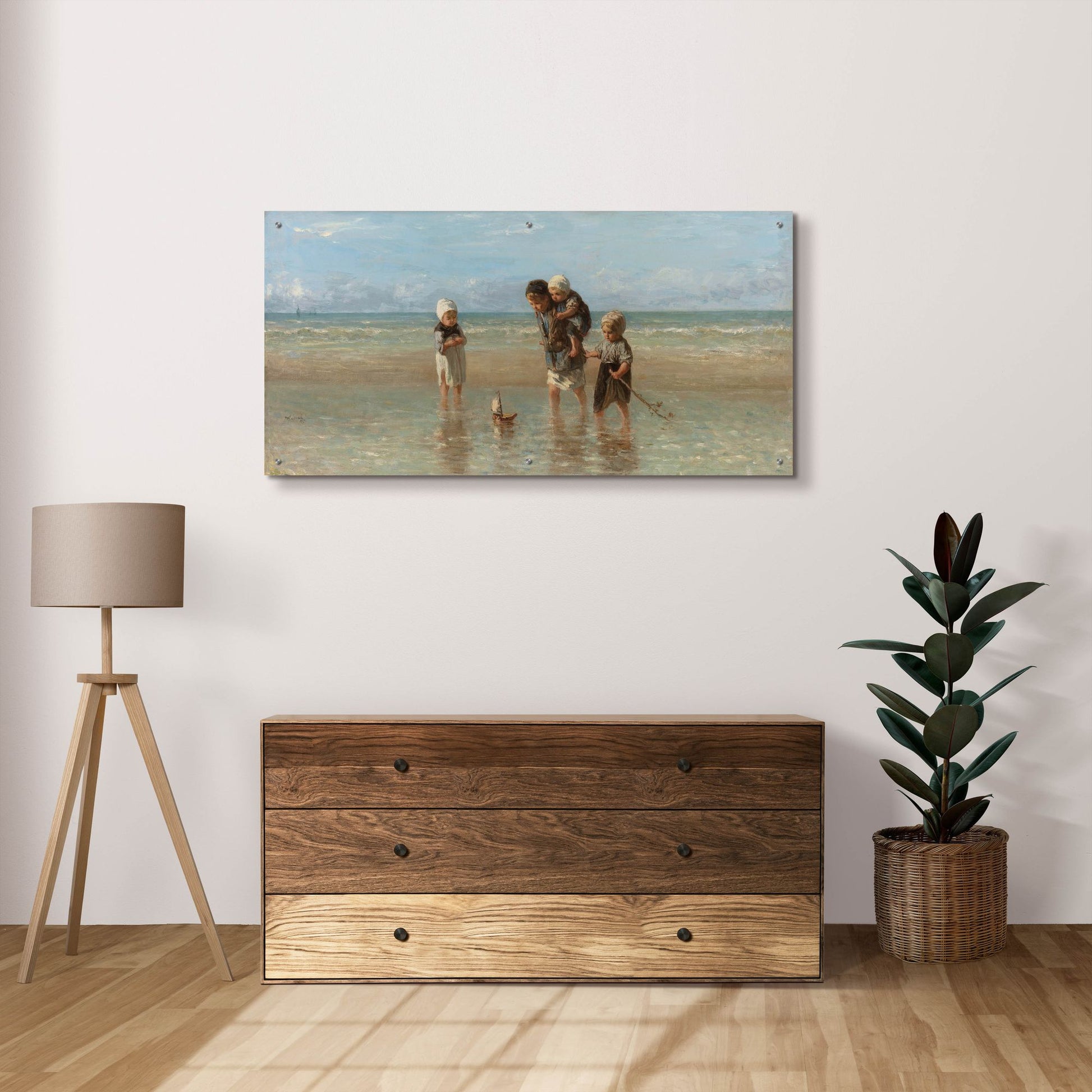 Epic Art 'Children Of The Sea 1872' by Jozef Israels, Acrylic Glass Wall Art,48x24