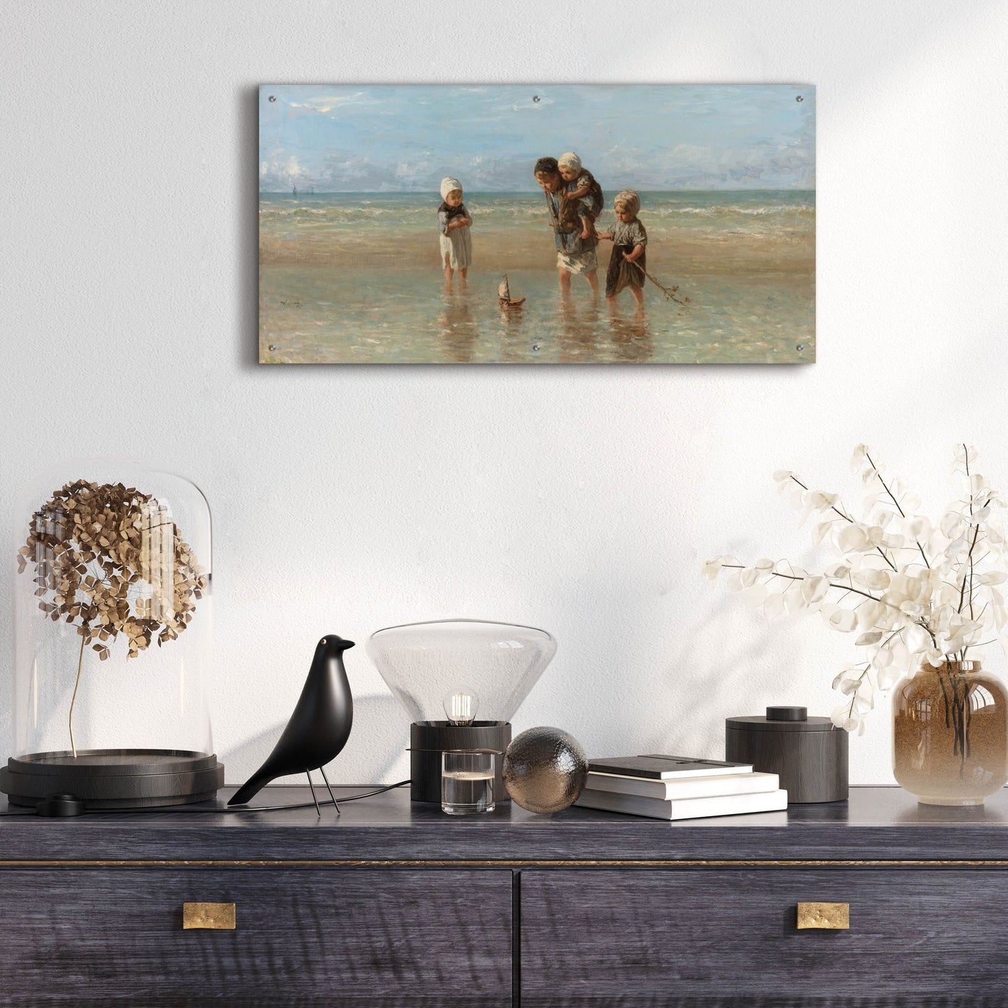 Epic Art 'Children Of The Sea 1872' by Jozef Israels, Acrylic Glass Wall Art,48x24