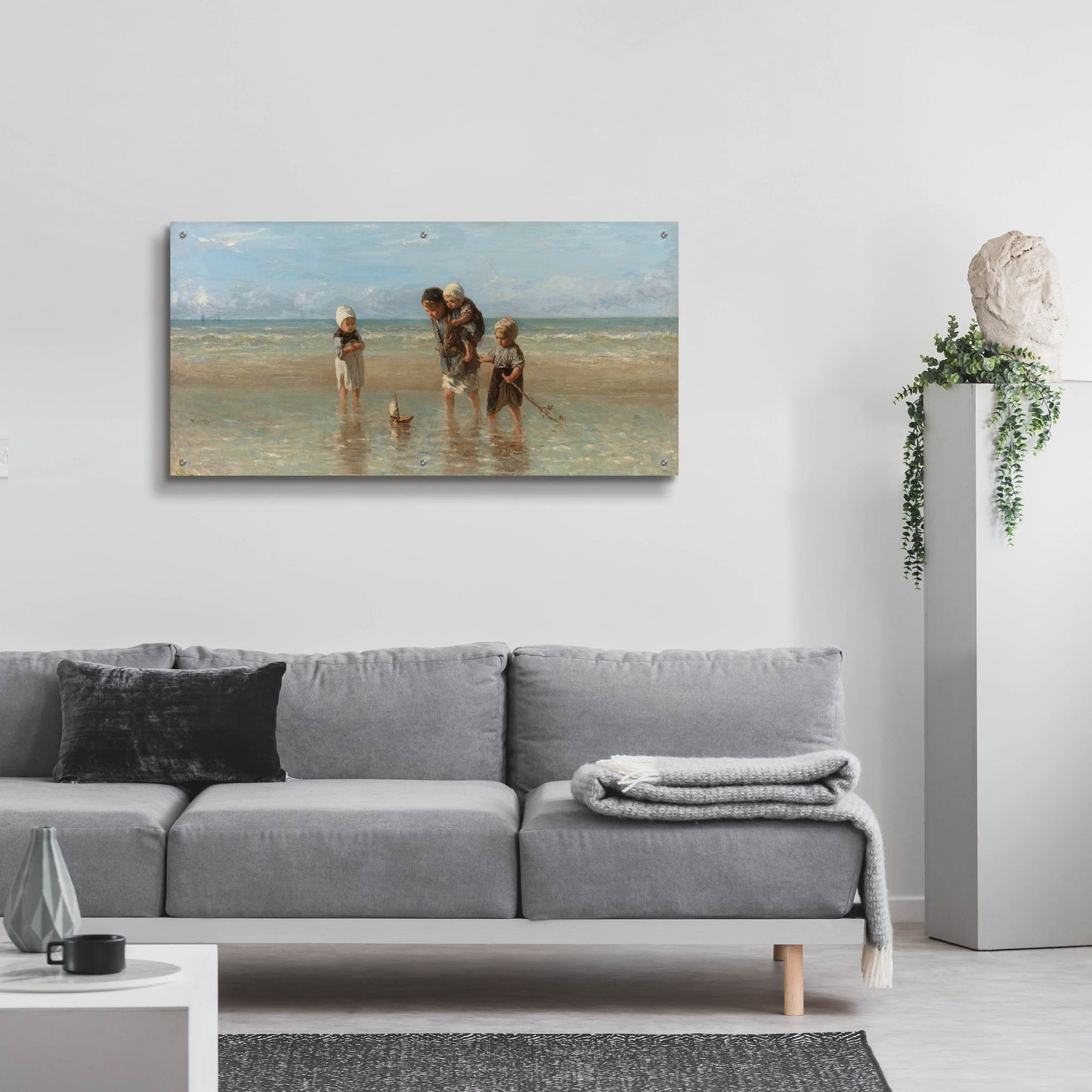 Epic Art 'Children Of The Sea 1872' by Jozef Israels, Acrylic Glass Wall Art,48x24