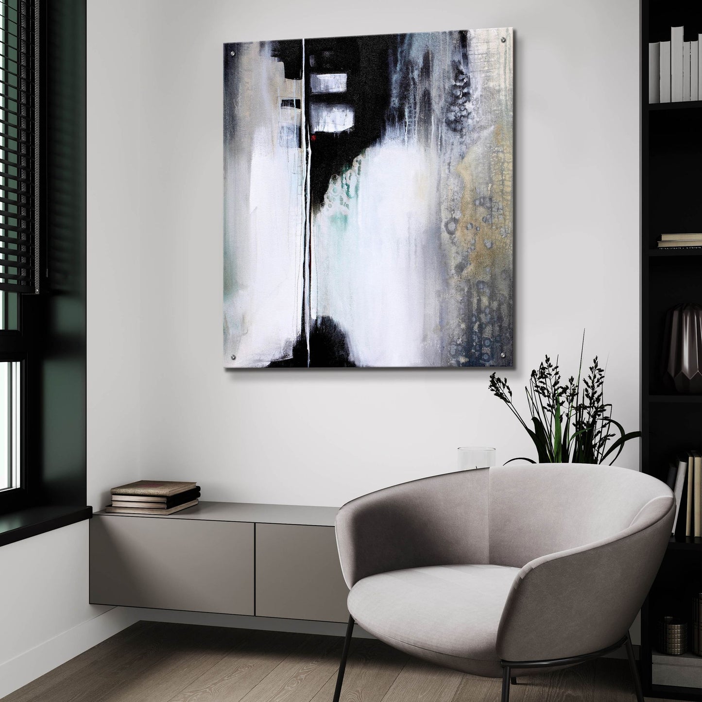 Epic Art 'Black And White Drama' by Karen Hale, Acrylic Glass Wall Art,36x36