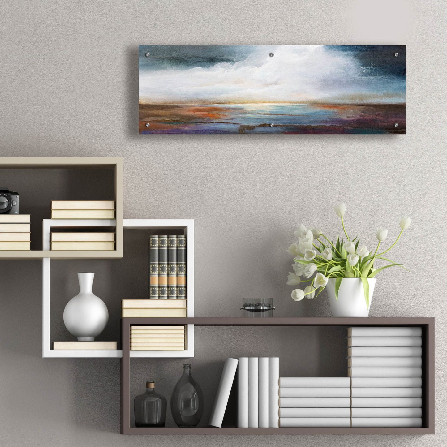 Epic Art 'Calm Waters' by Karen Hale, Acrylic Glass Wall Art,36x12