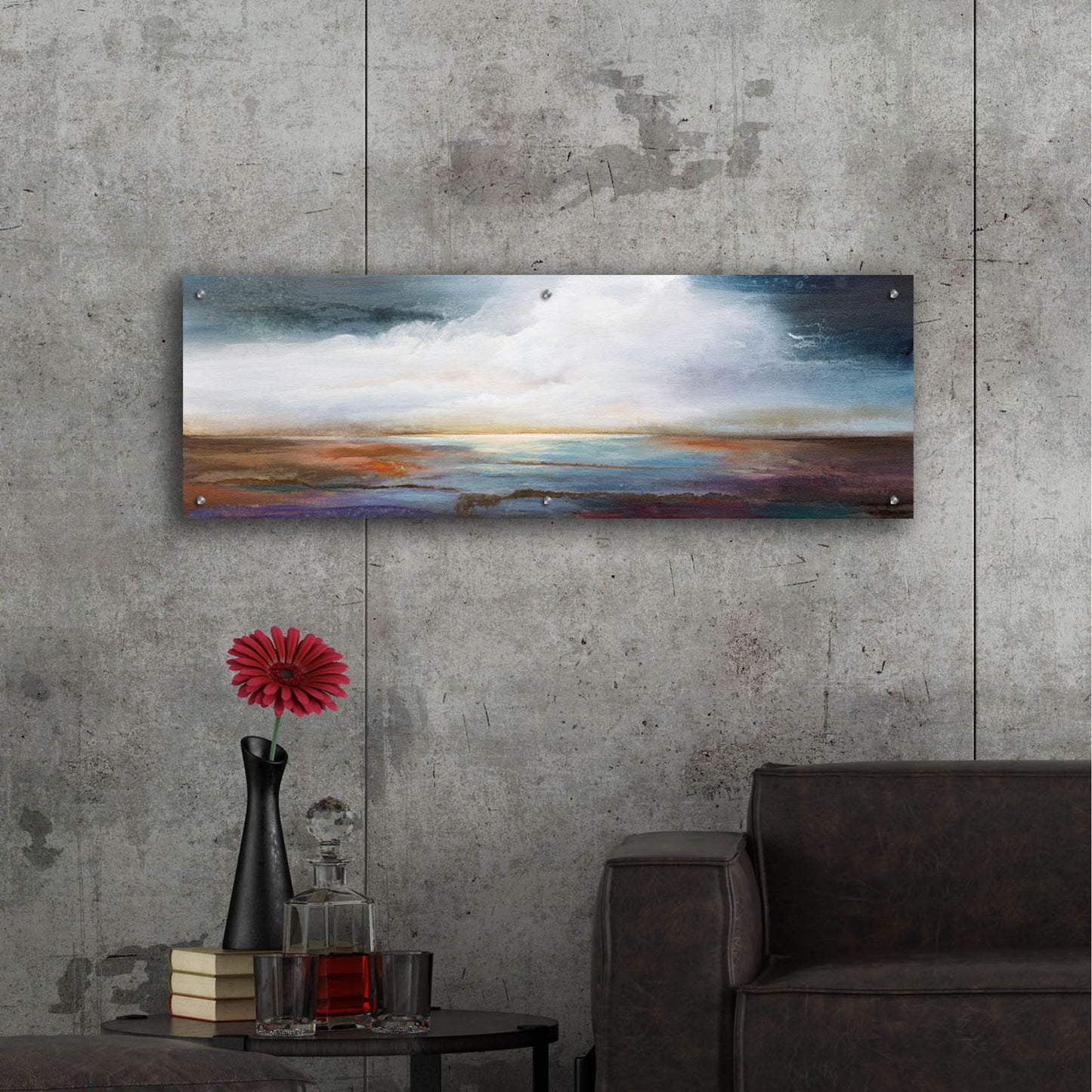 Epic Art 'Calm Waters' by Karen Hale, Acrylic Glass Wall Art,48x16