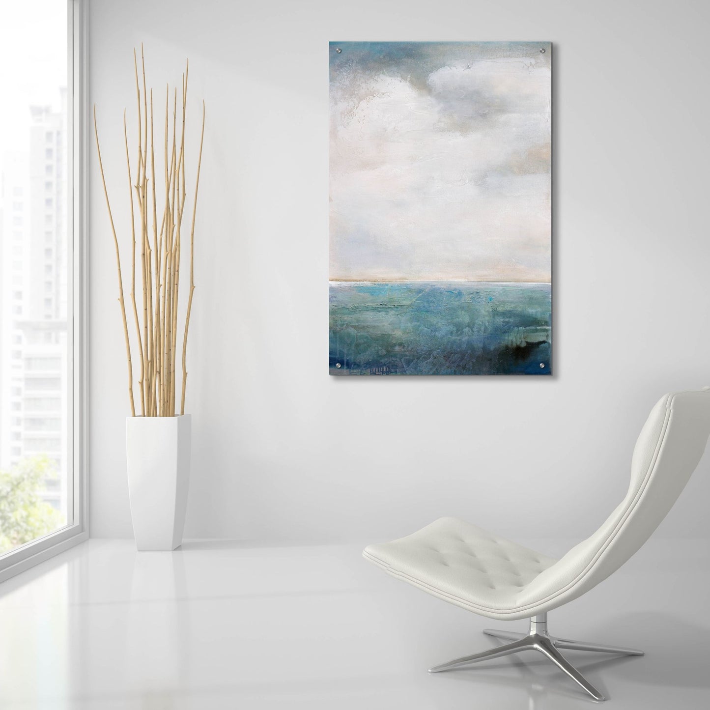 Epic Art 'On The Edge Of Blue' by Karen Hale, Acrylic Glass Wall Art,24x36