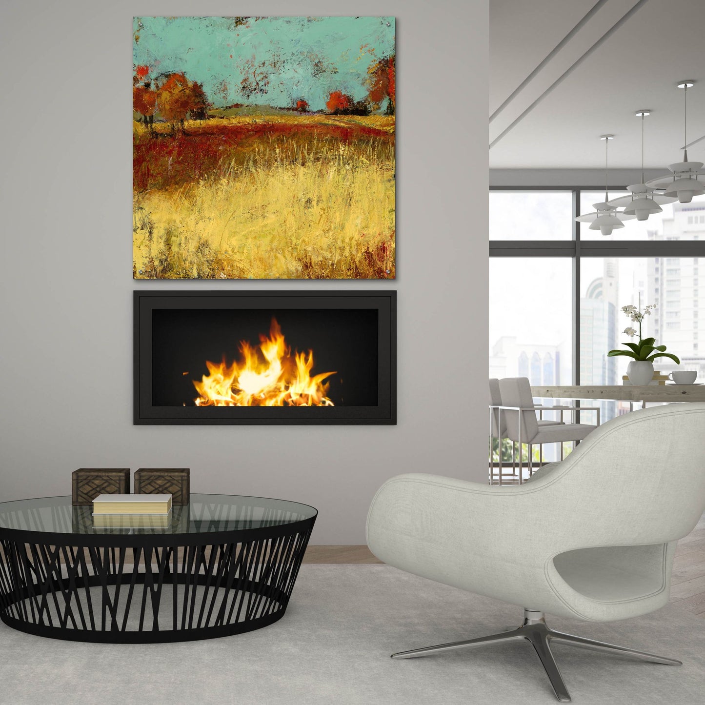 Epic Art 'Country Side No 2' by Linda Nickell, Acrylic Glass Wall Art,36x36