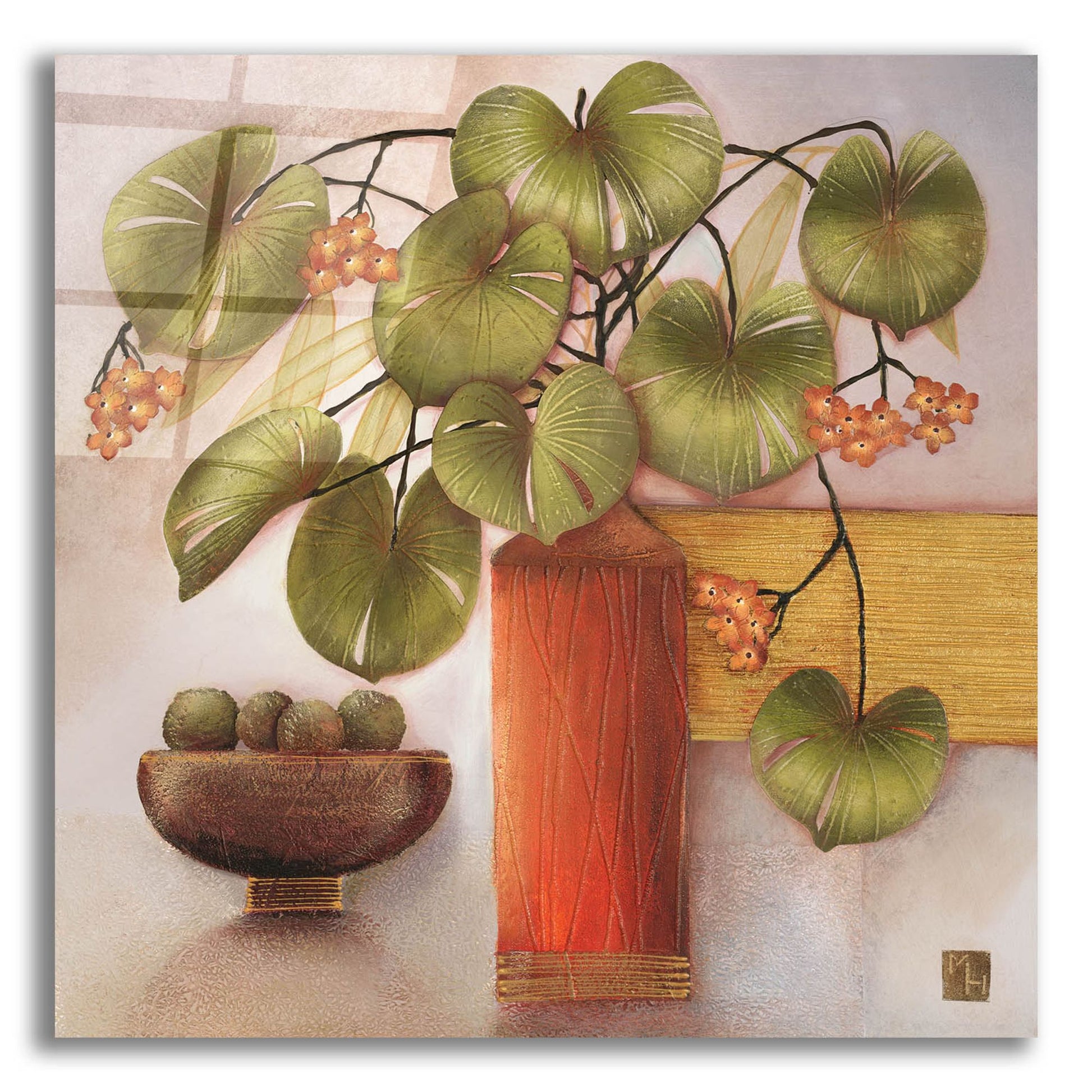 Epic Art 'Passion Fruit And Vase' by Margaret Hughlock, Acrylic Glass Wall Art