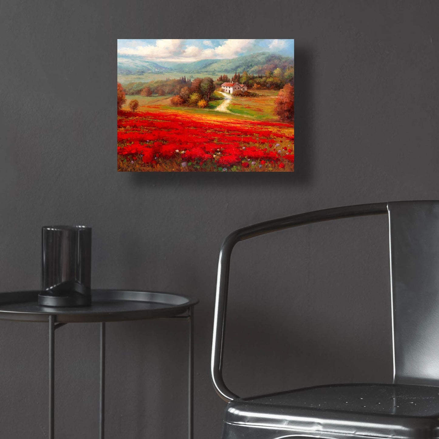 Epic Art 'Poppy Fields Afar' by Marino, Acrylic Glass Wall Art,16x12