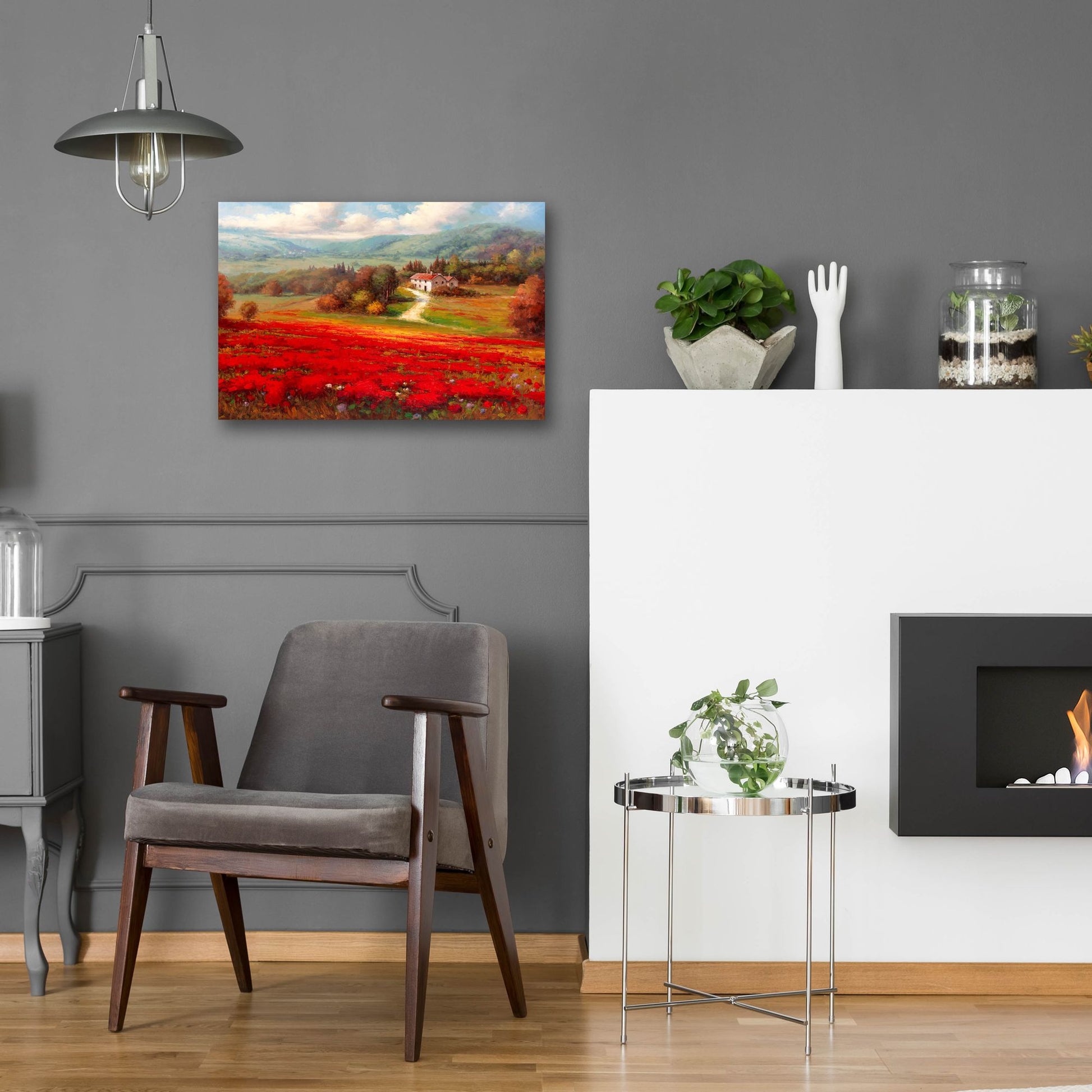 Epic Art 'Poppy Fields Afar' by Marino, Acrylic Glass Wall Art,24x16