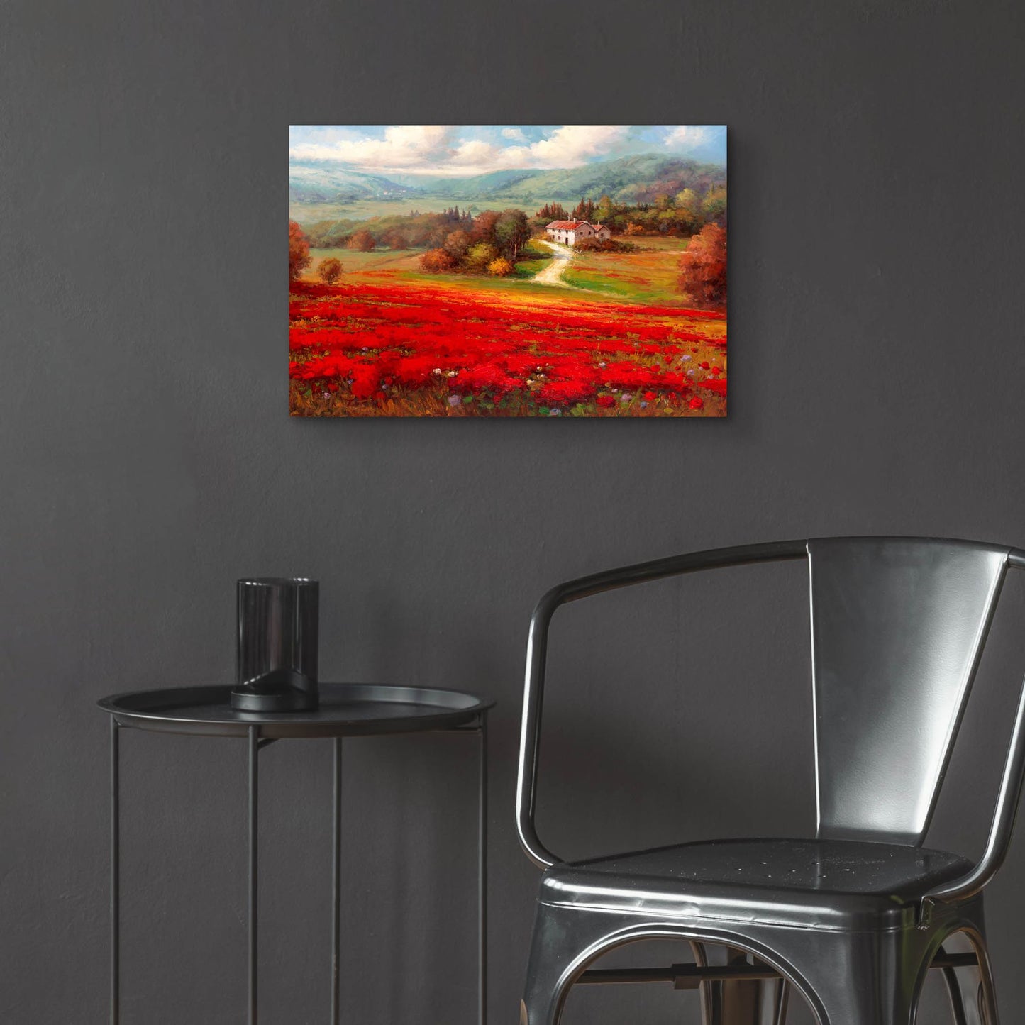 Epic Art 'Poppy Fields Afar' by Marino, Acrylic Glass Wall Art,24x16