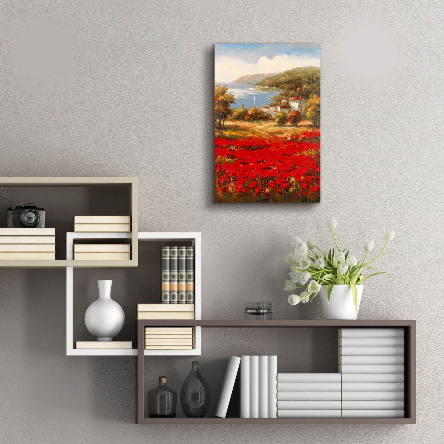 Epic Art 'Poppy Harbor' by Marino, Acrylic Glass Wall Art,16x24