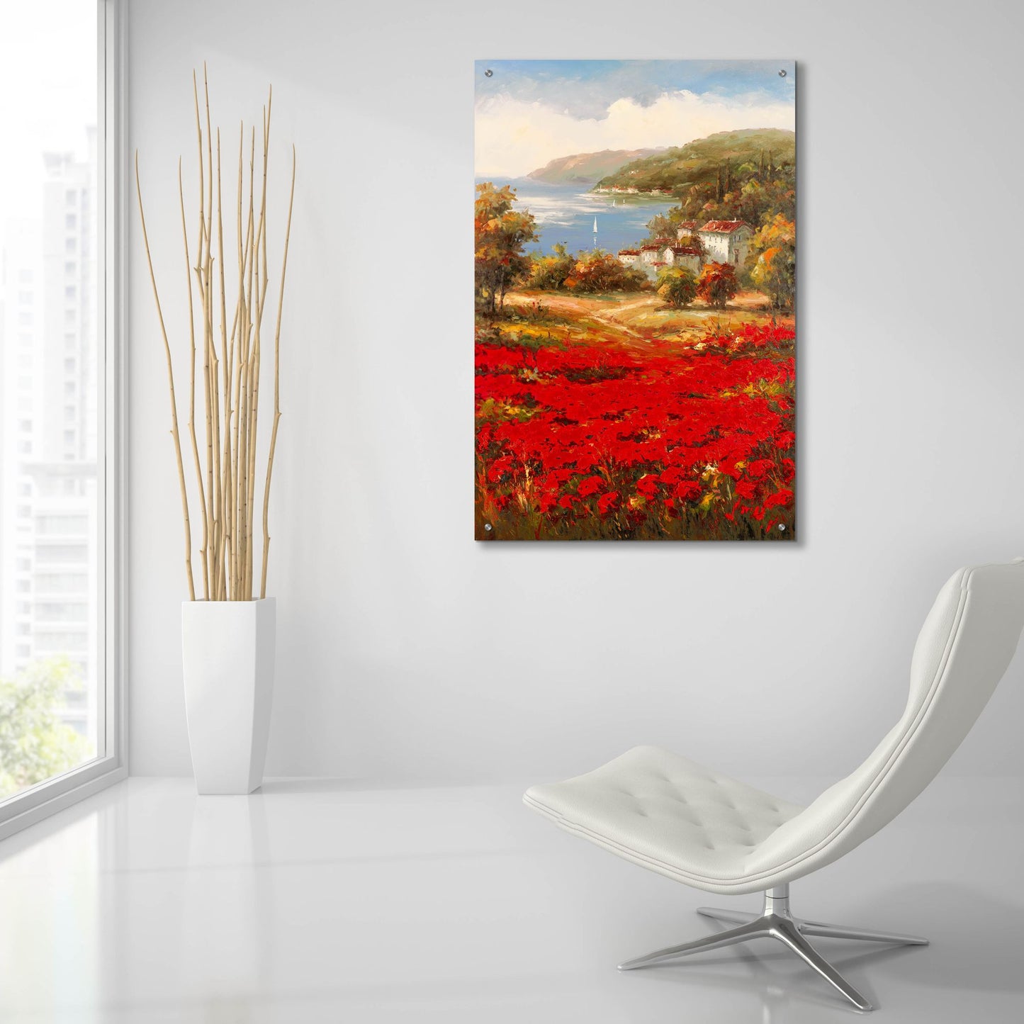 Epic Art 'Poppy Harbor' by Marino, Acrylic Glass Wall Art,24x36