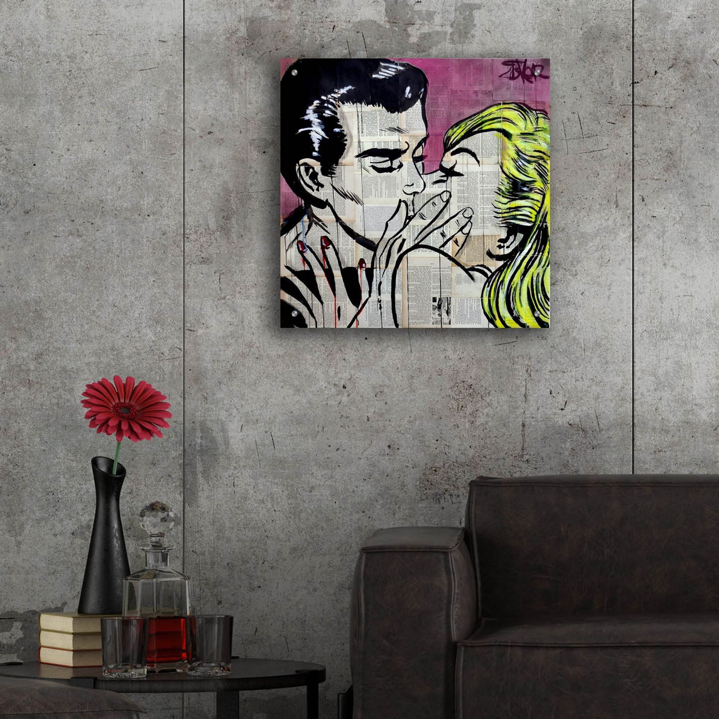 Epic Art 'Shut Up And Kiss Me' by Loui Jover, Acrylic Glass Wall Art,24x24
