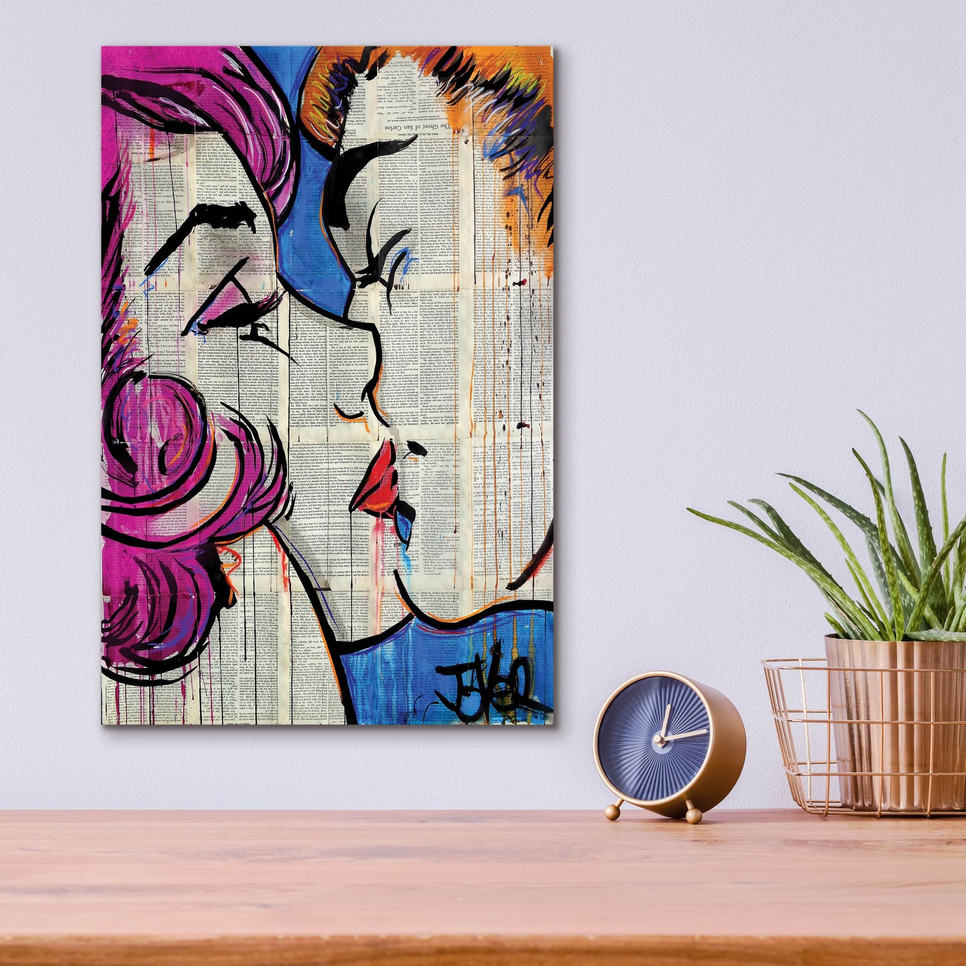 Epic Art 'True Pop Kiss ' by Loui Jover, Acrylic Glass Wall Art,12x16
