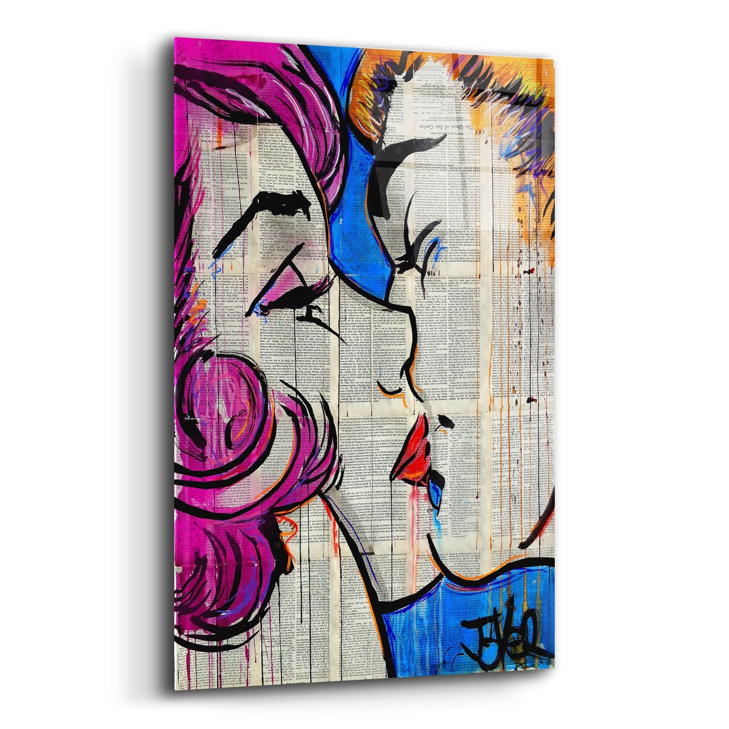 Epic Art 'True Pop Kiss ' by Loui Jover, Acrylic Glass Wall Art,16x24