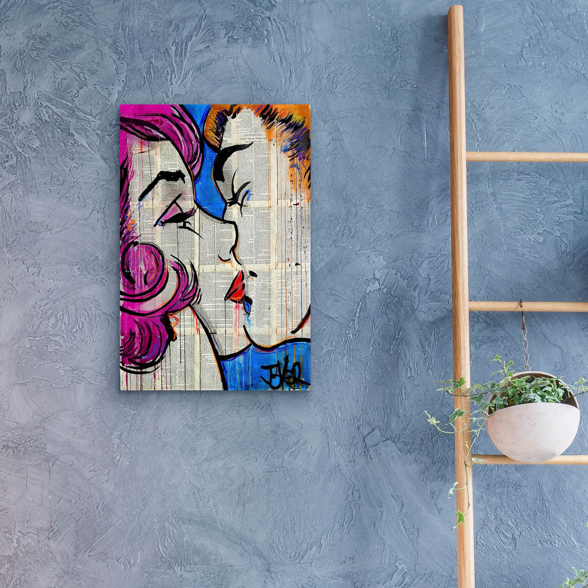 Epic Art 'True Pop Kiss ' by Loui Jover, Acrylic Glass Wall Art,16x24